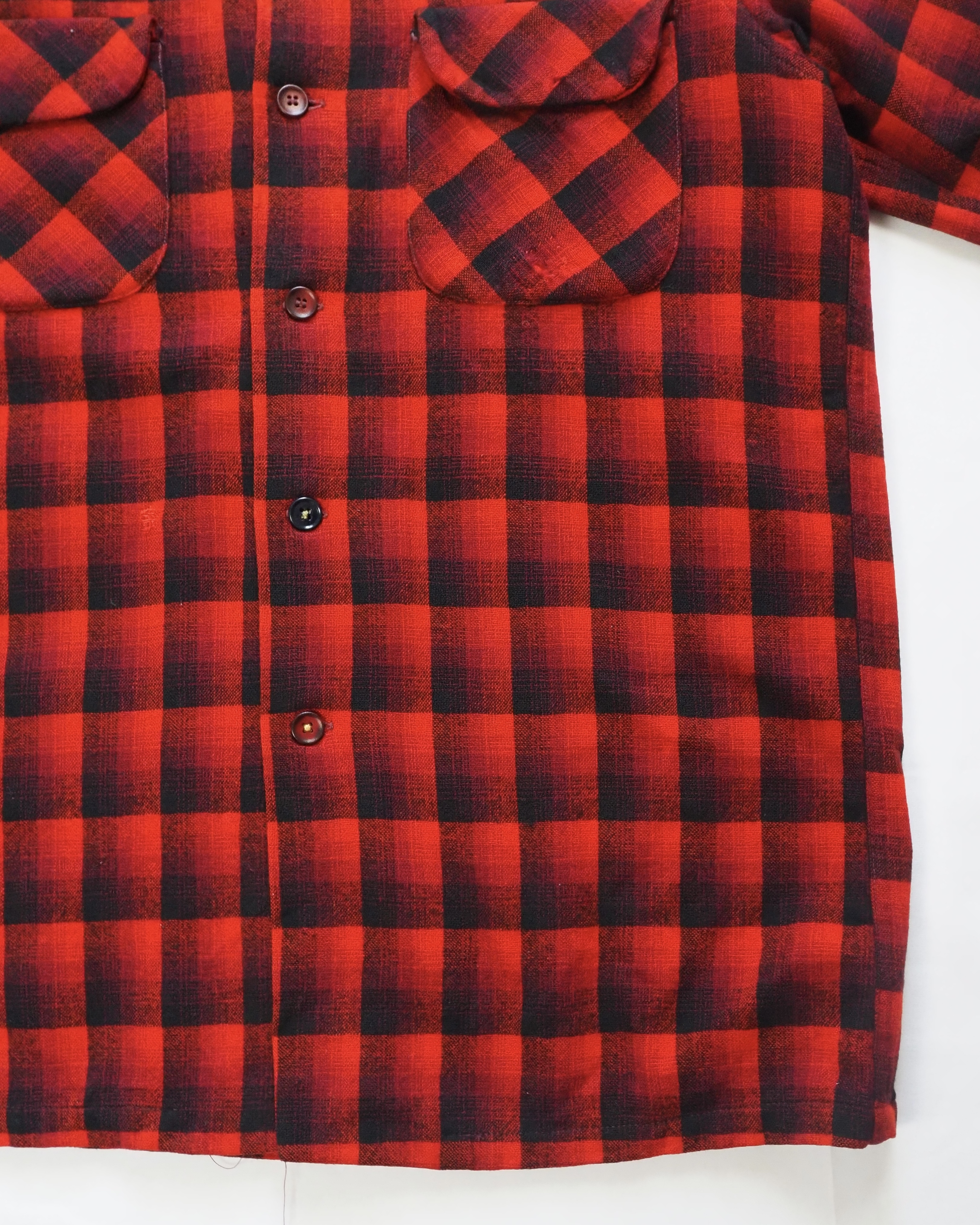 【VCM入荷】50’s Pendleton ウールシャツ オンブレチェック レッド×ブラック の画像 14
