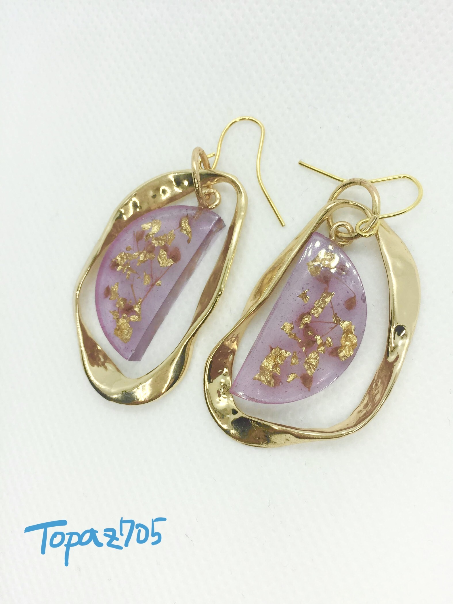 ピアス ゴールドピアス 大人可愛い バイオレット ゴールド Topaz705