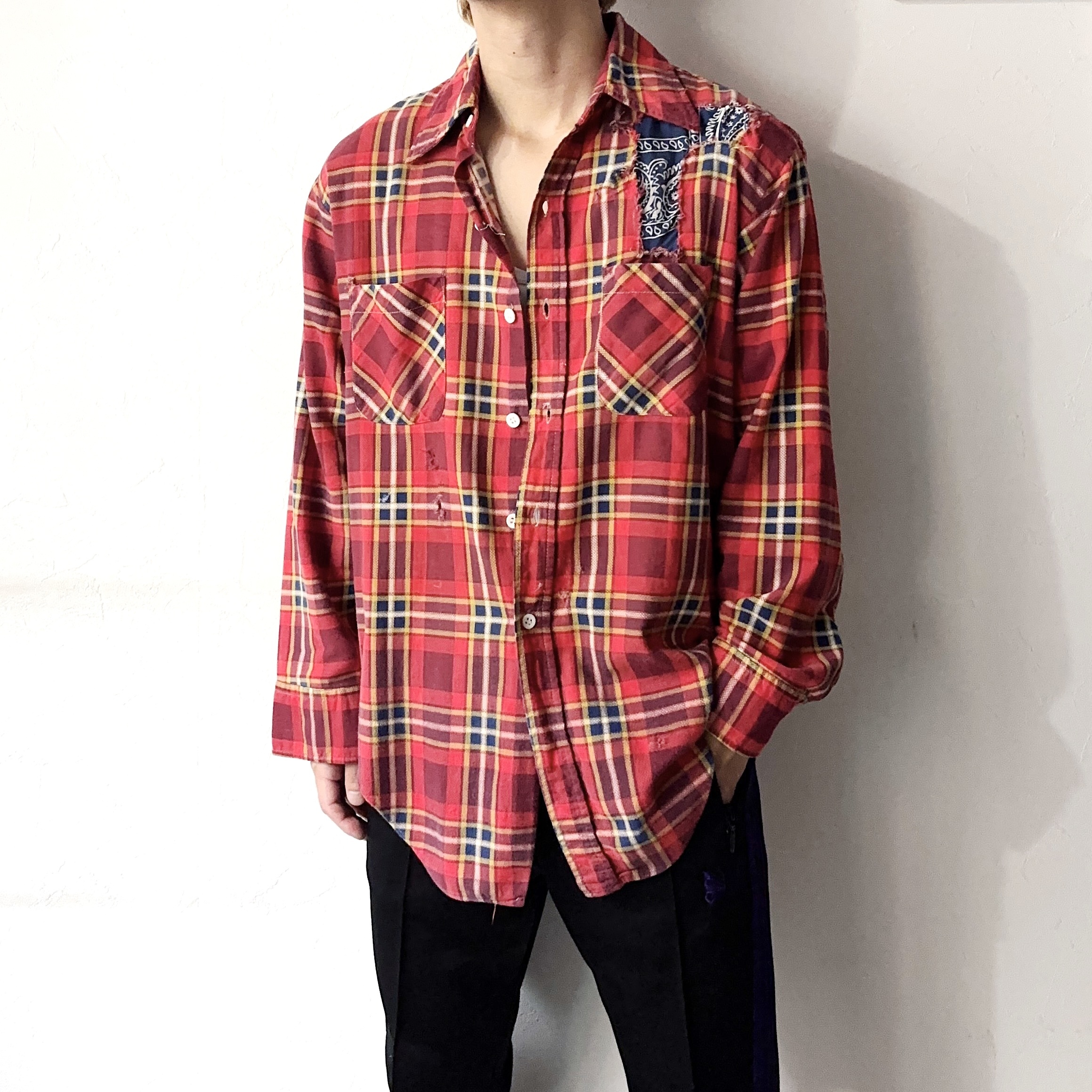Vintage 70's【GADDI】Grunge Print Flannel Shirt の画像 3