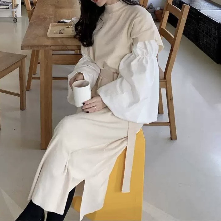 ボリュームスリーブレイヤードニットワンピース 874 Mesty