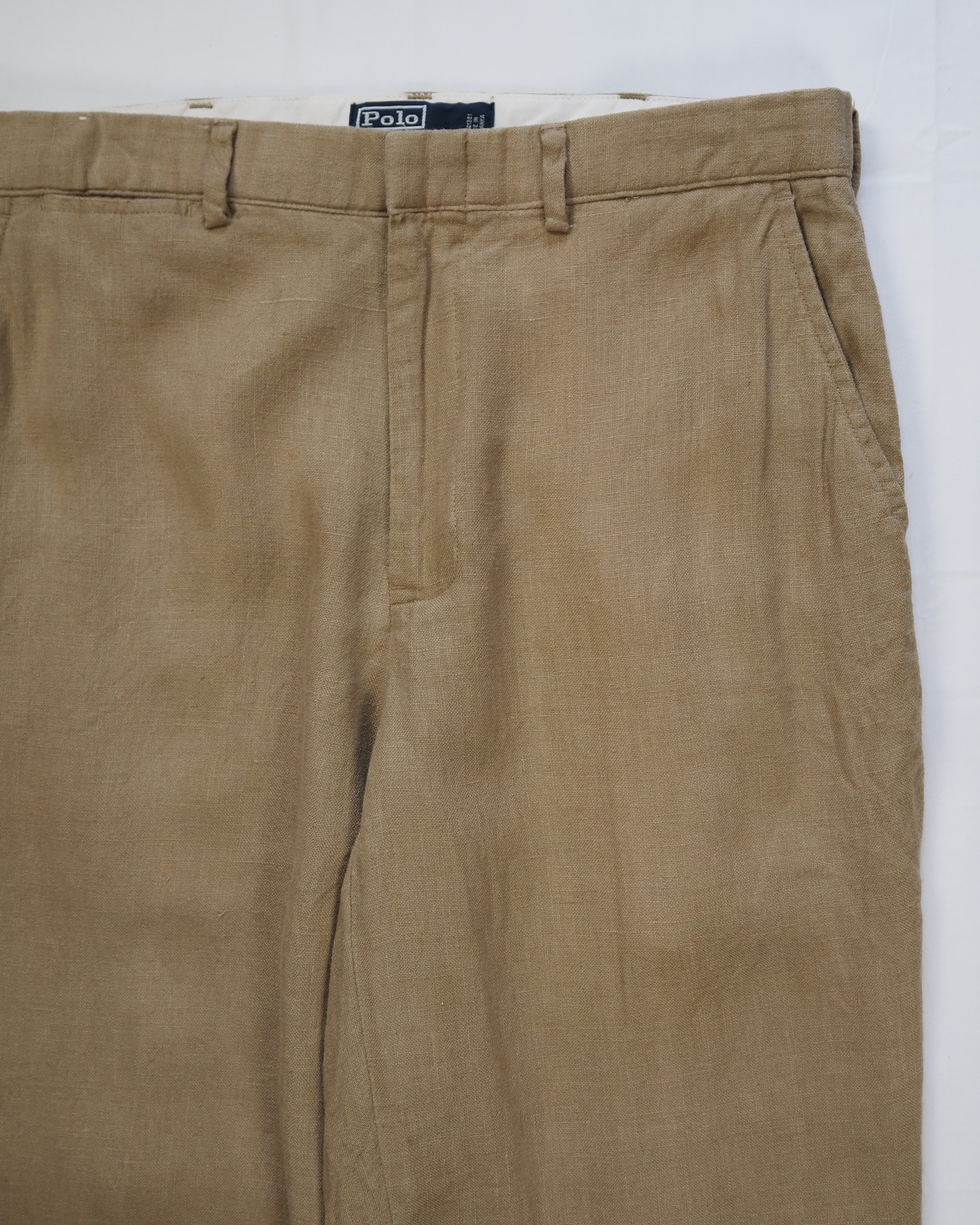 【5/6(水) 20:00入荷】90’s Ralph Lauren リネンスラックス 32×30 ブラウン の画像 7