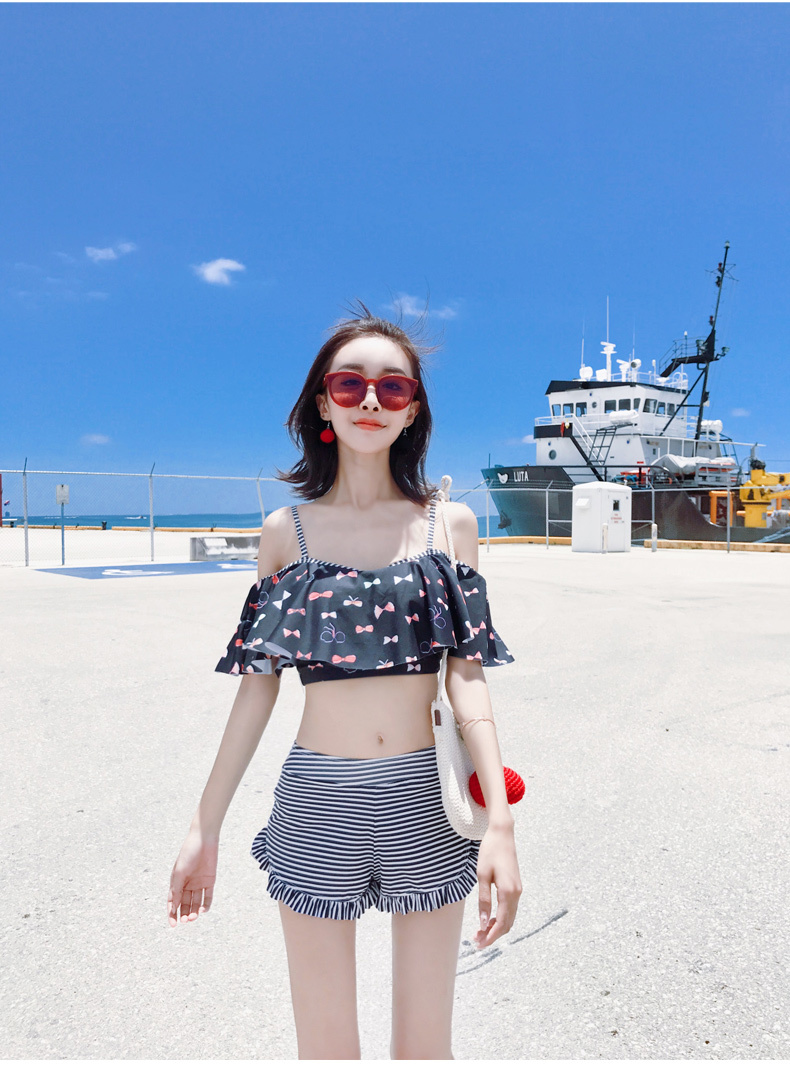 レディース水着 レディース 水着 可愛い トレンディー 体系カバー 体型カバー オフショルダービキニ ビキニ オフショルダー オフショル セパレート水着 セパレート フリル フレア ボートネック プチプラレディースファッション通販 Yboueki