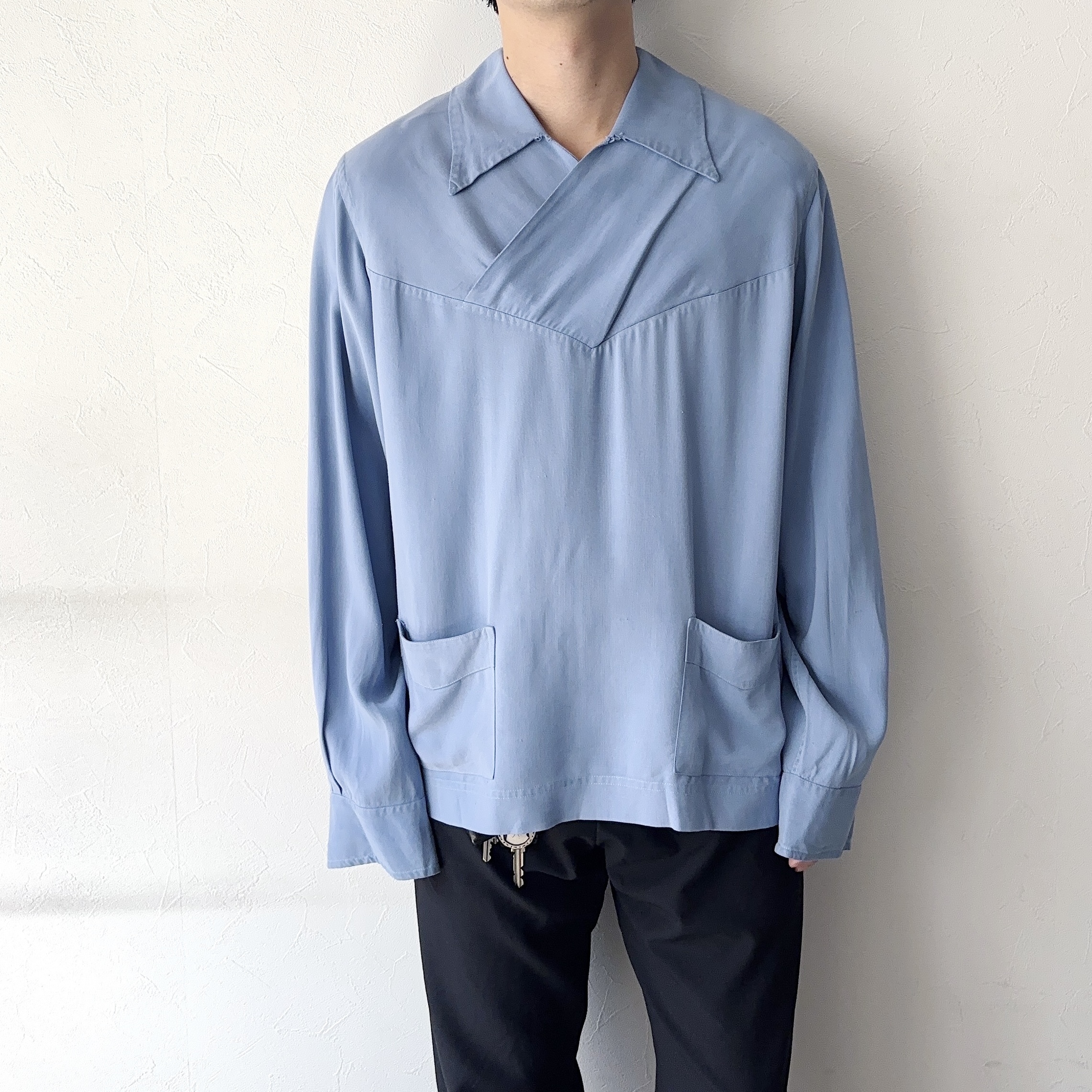 Vintage 40's【Rogue-Shirt】Pullover Rayon Gabardine Shirt の画像 3