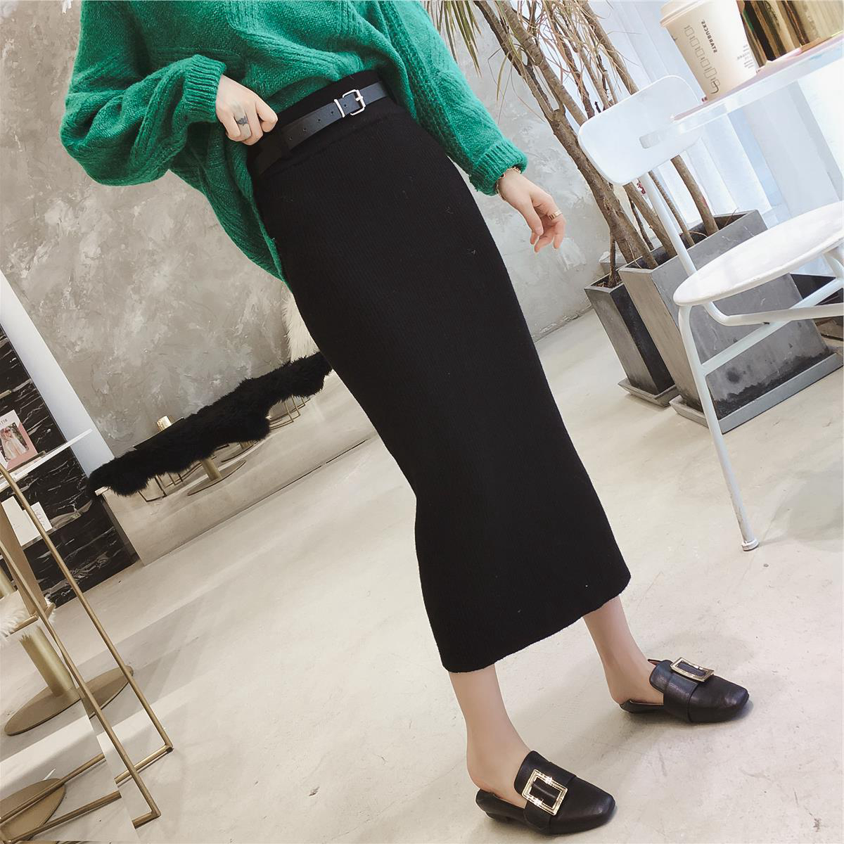 ロングスカート ロング スカート ミモレ丈 ニットスカート リブニット