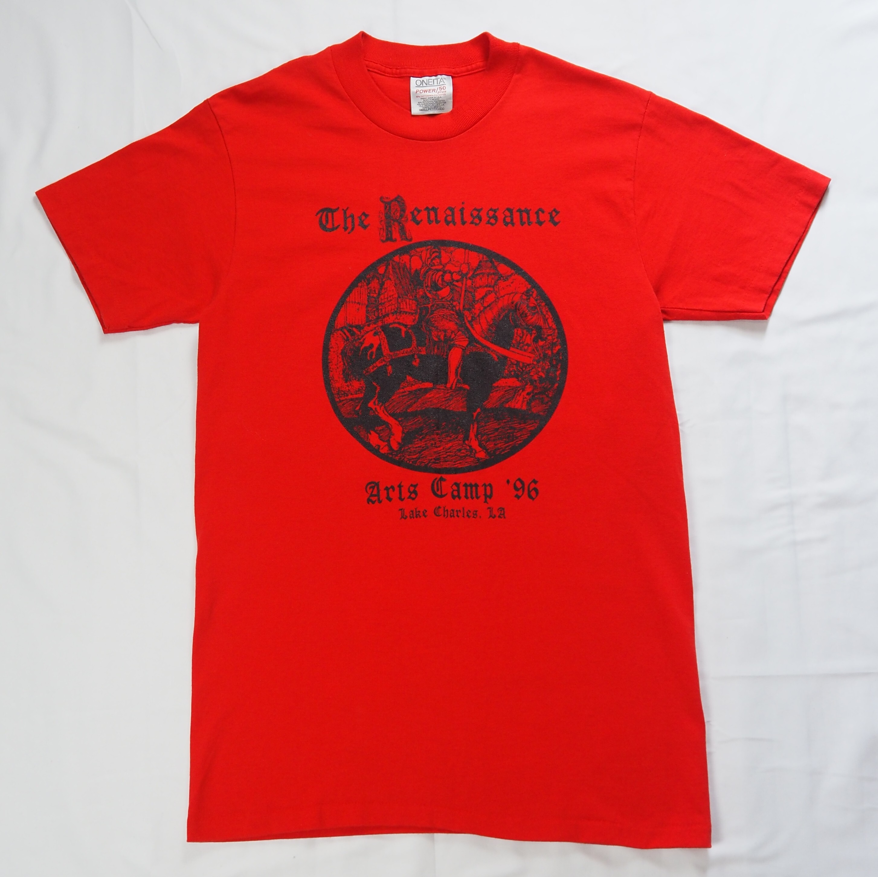 90's ONEITA プリントTシャツ オールドイングリッシュ レッド Sサイズ