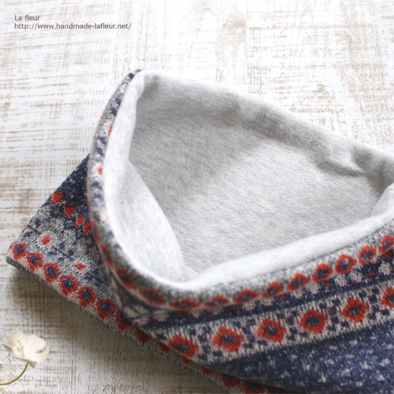 キッズネックウォーマー お花 ジャガードニット 北欧風 女の子用ネックウォーマー Lafleur ハンドメイド雑貨la Fleur