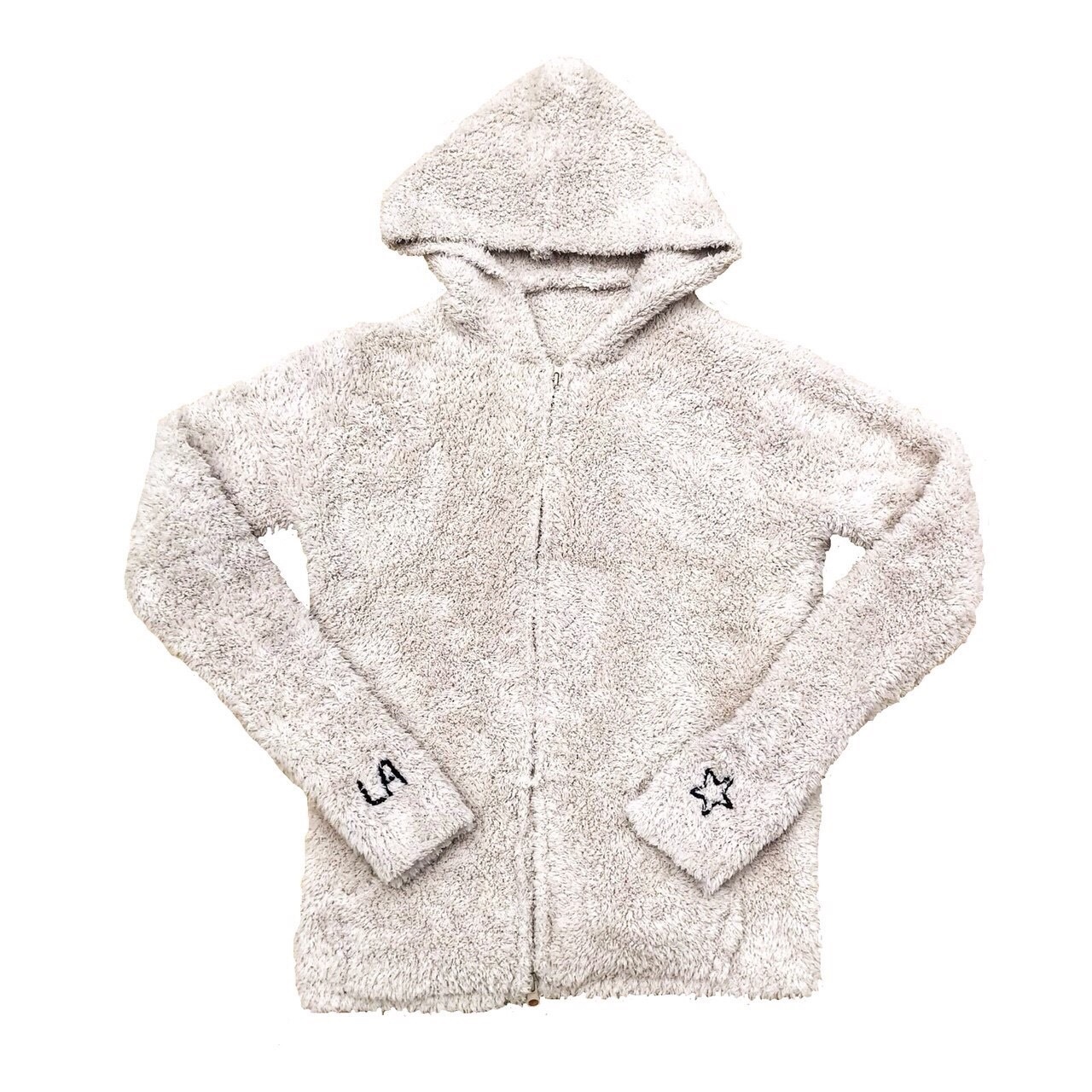 white fluffy sweatshirt
