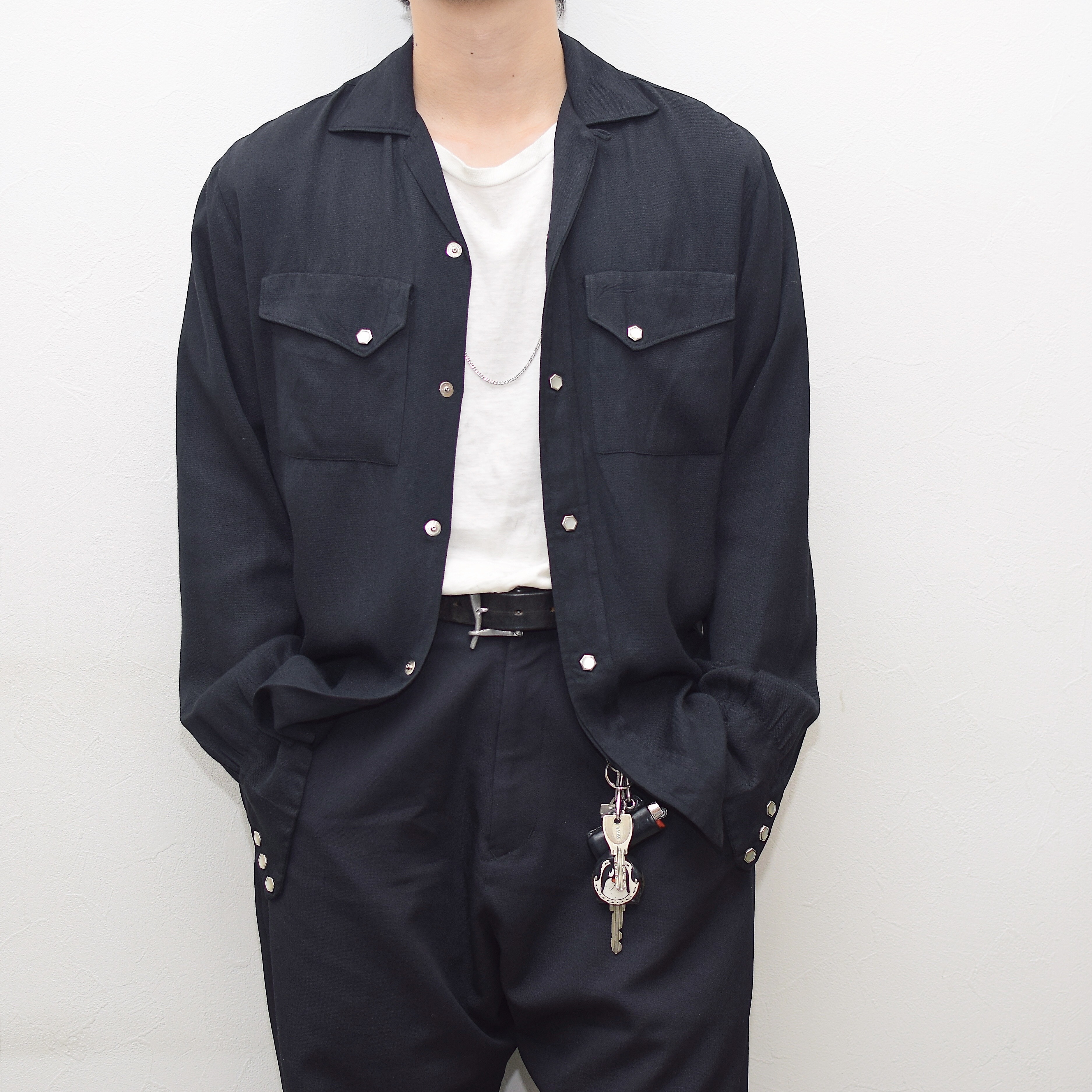 Vintage 50〜60's【Form-Fit by CAMPUS】Open Collar Rayon Gabardine Shirt の画像 5