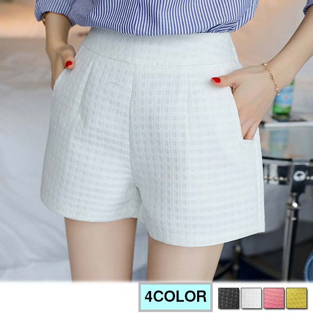 4color ショートパンツハイウエストホットパンツレディース