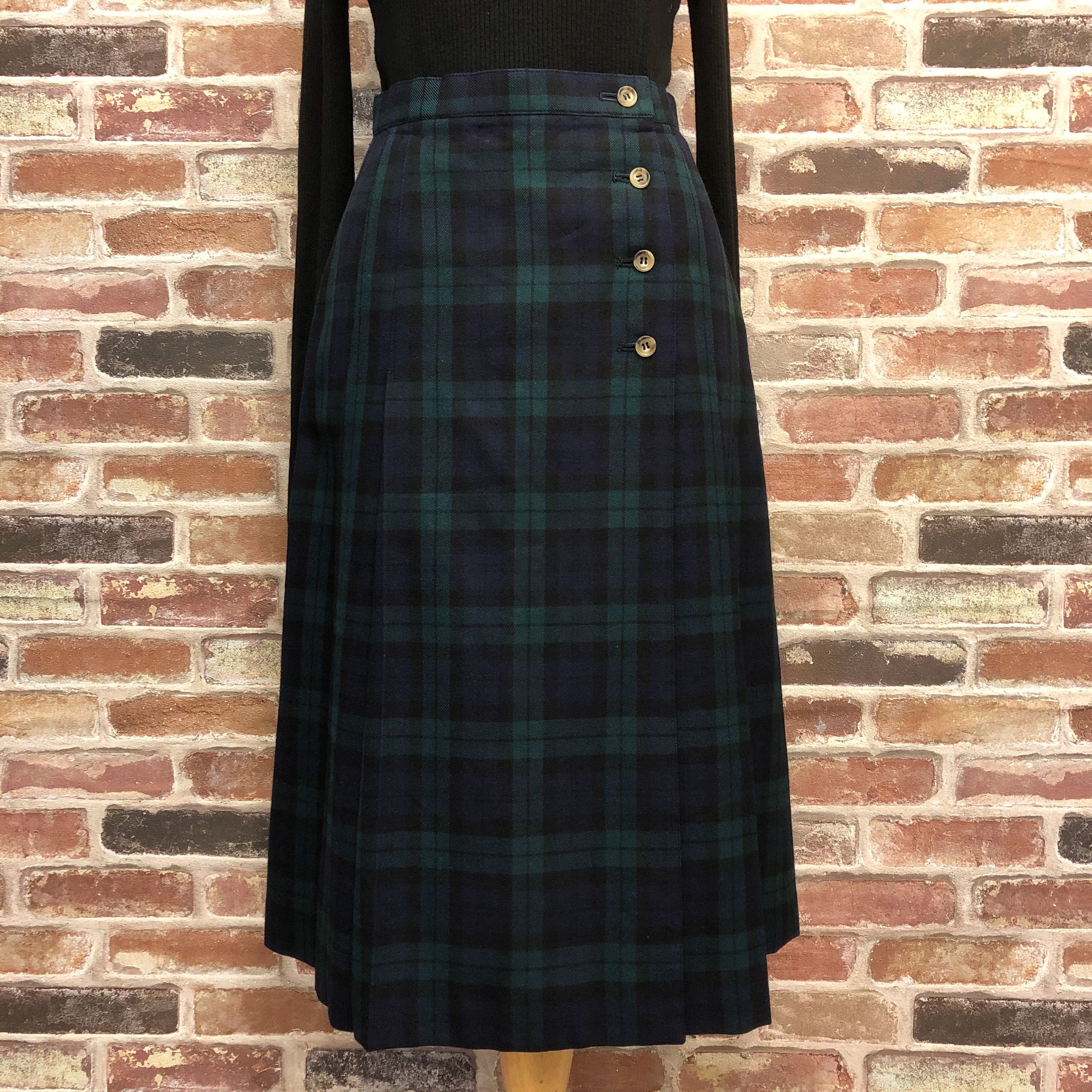 NEW YORKER Check Green Wool Skirt | イン 