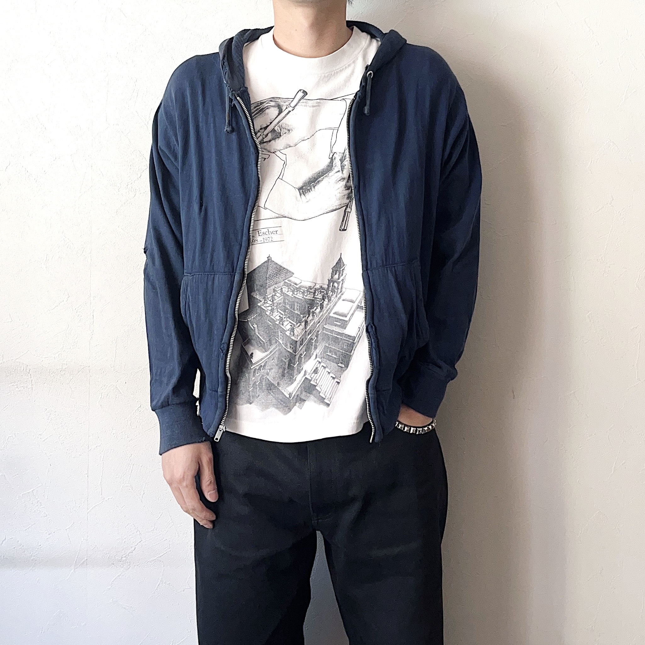 Vintage 60～70's Grunge Zip-up Thermal Hoodie の画像 3
