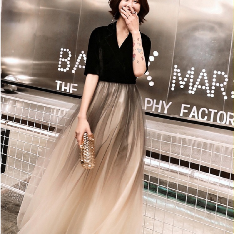 黒ワンピ フレアワンピース レディースワンピース レディースワンピ ワンピース ワンピ ブラックワンピース ライン 五分袖 ハイウエスト フレア チュール ロング ドレス 無地 シンプル 上品 エレガント 食事会 パーティー 上品 ワンピース きれいめ お呼ばれ Op06