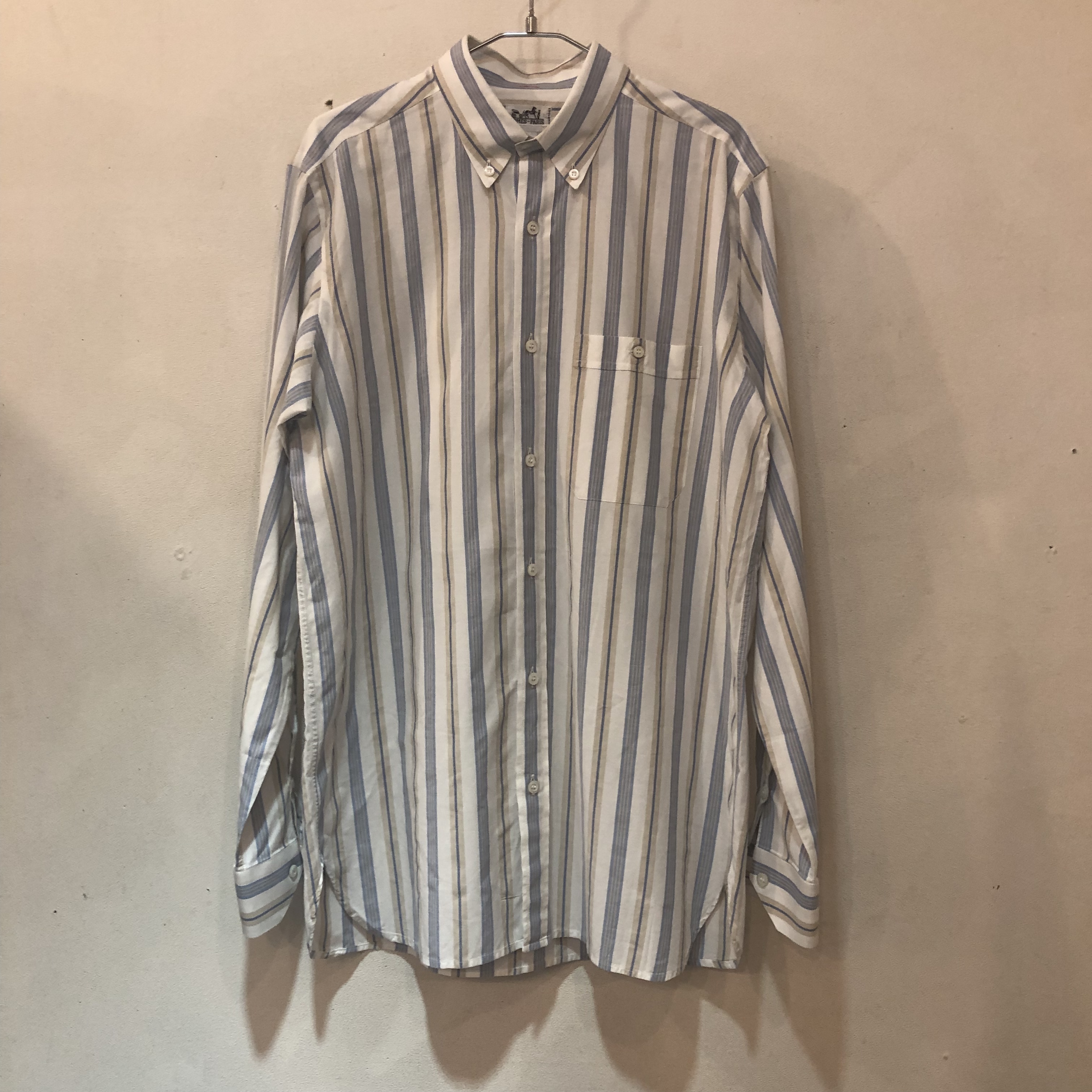 Hermes Paris エルメス ストライプシャツ メンズ ブルー Room Hermes Paris エルメス ストライプシャツ メンズ ブルー Room