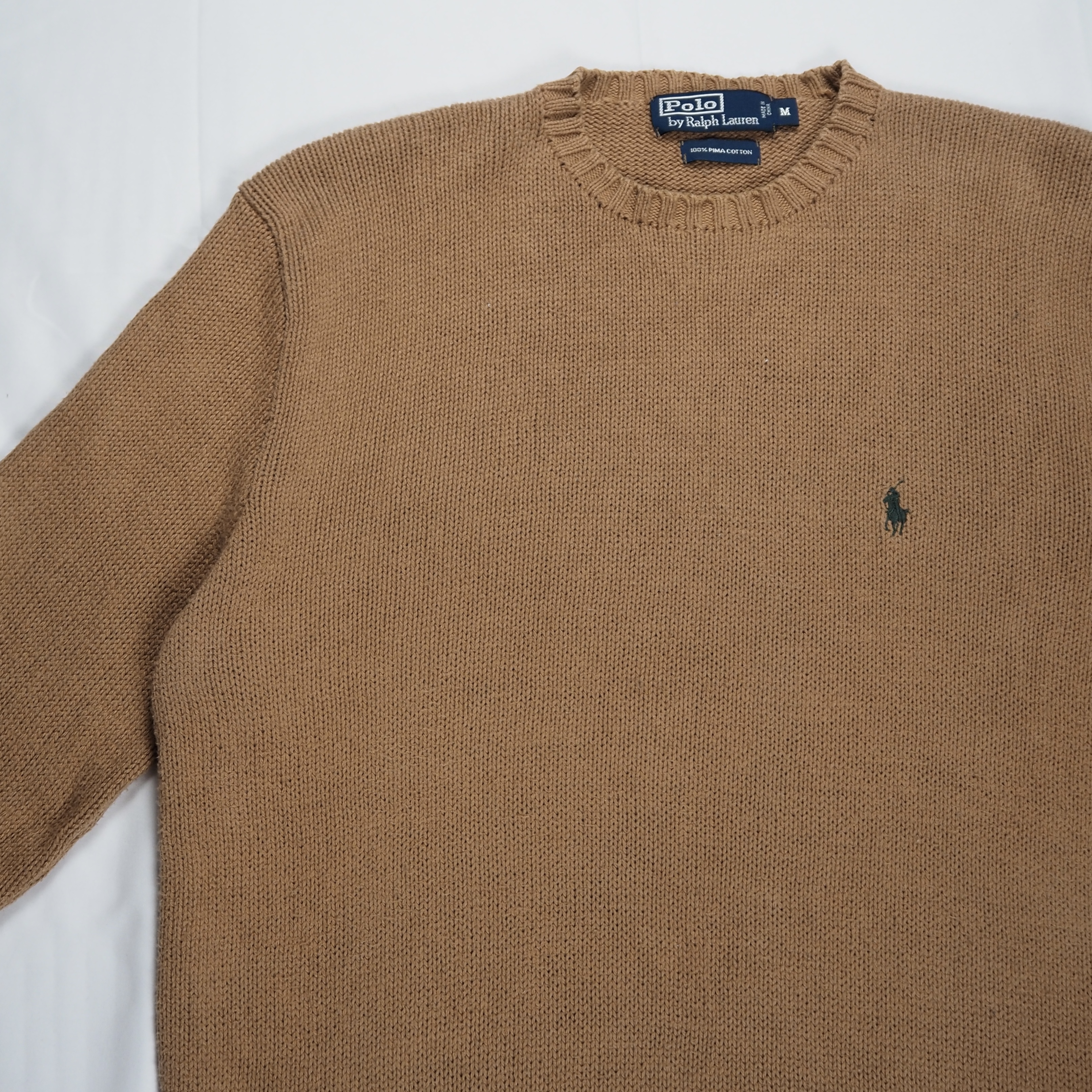 90’s Ralph Lauren ワンポイントコットンニット ブラウン Mサイズ の画像 3