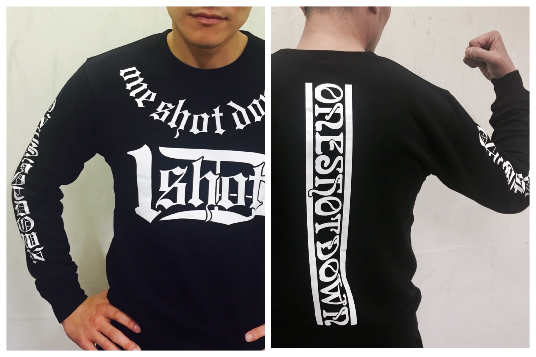 Oneshotdown クロイスターブラック文字 クールネック スエット Oneshotdown Oneshotdown クロイスターブラック文字 クールネック スエット Oneshotdown