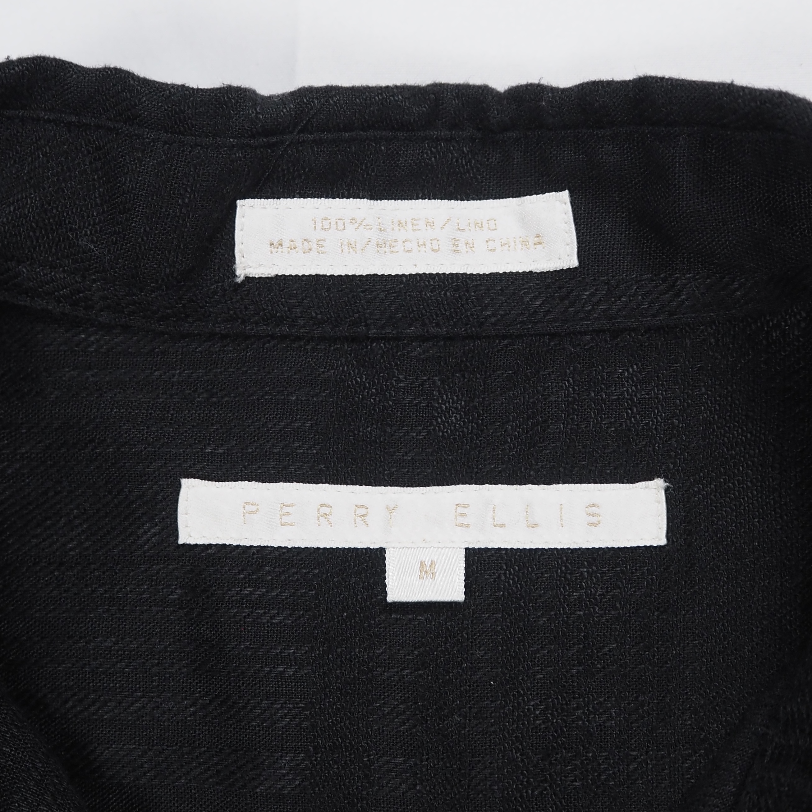 90’s Perry Ellis リネンシャツ ブラック Mサイズ の画像 10