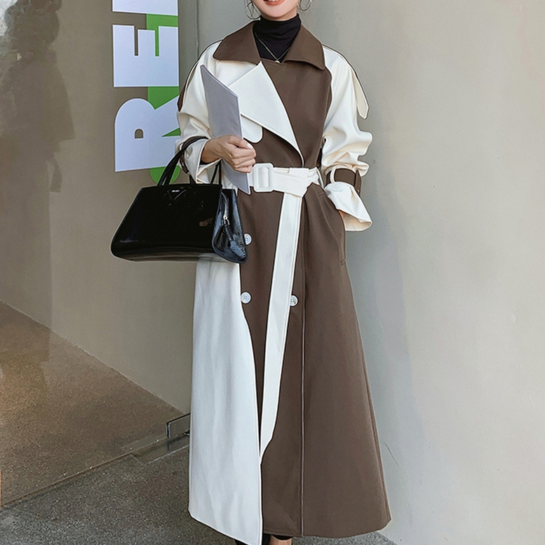 日本人気商品 ロングトレンチコート レディース 春 ブラウン 白 大きいサイズ 超ロングコート バイカラー 日本販売済み Www Smritinews In