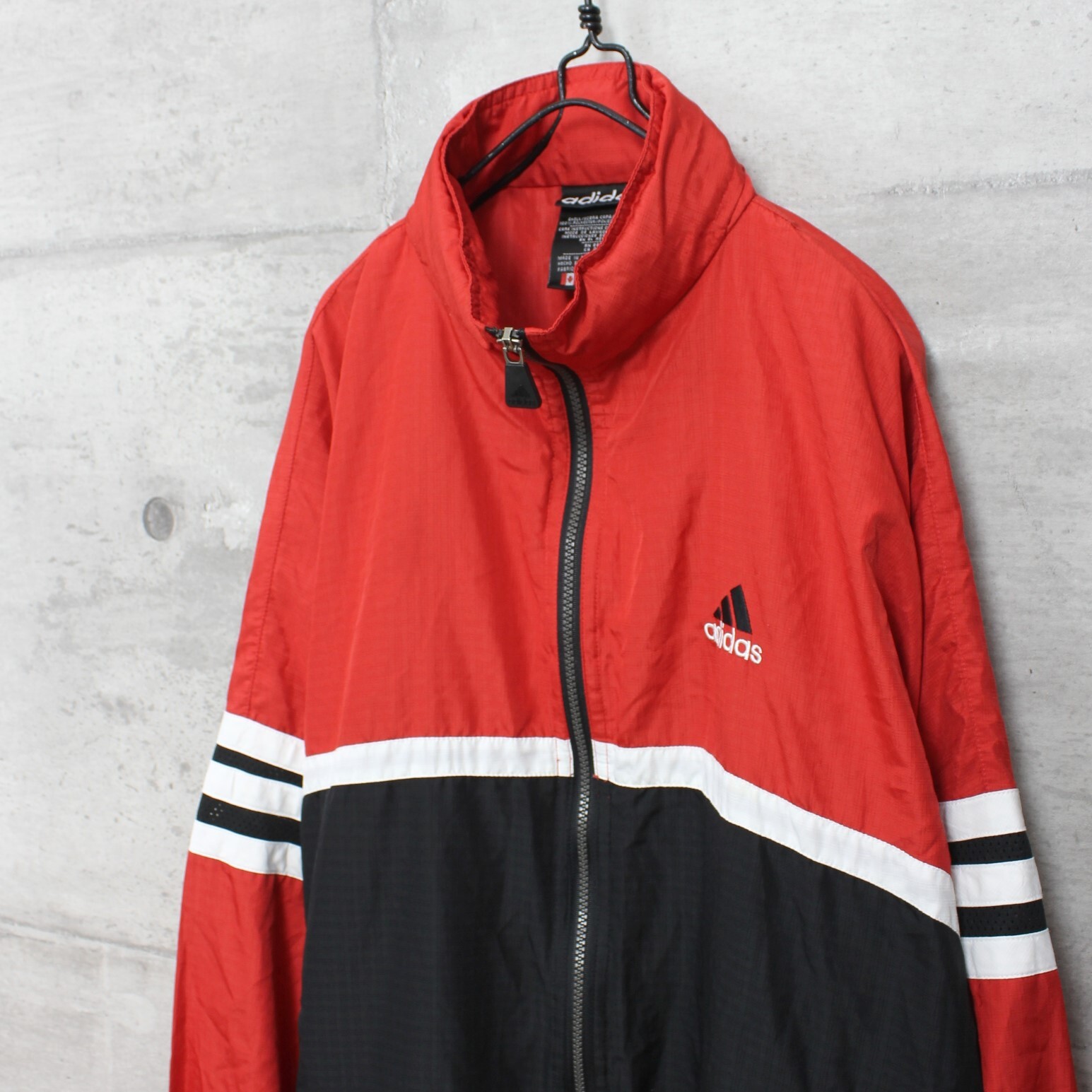 送料無料 Used ジャケット アウター メンズ Usa 古着 Adidas アディダス 90 S ビッグ ウインドブレーカー M レッド ブラック 古着屋 Overdrive