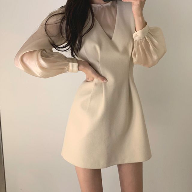 ツーピース セットアップ シースルーブラウス ジャンパースカート フォーマルワンピース パーティードレス ワンピース ドレス パーティー 結婚式 二次会 卒入園式 卒入学式 フェミニン きれいめ 上品 Op 0900 Y Happy Orurea ハッピーオルレア