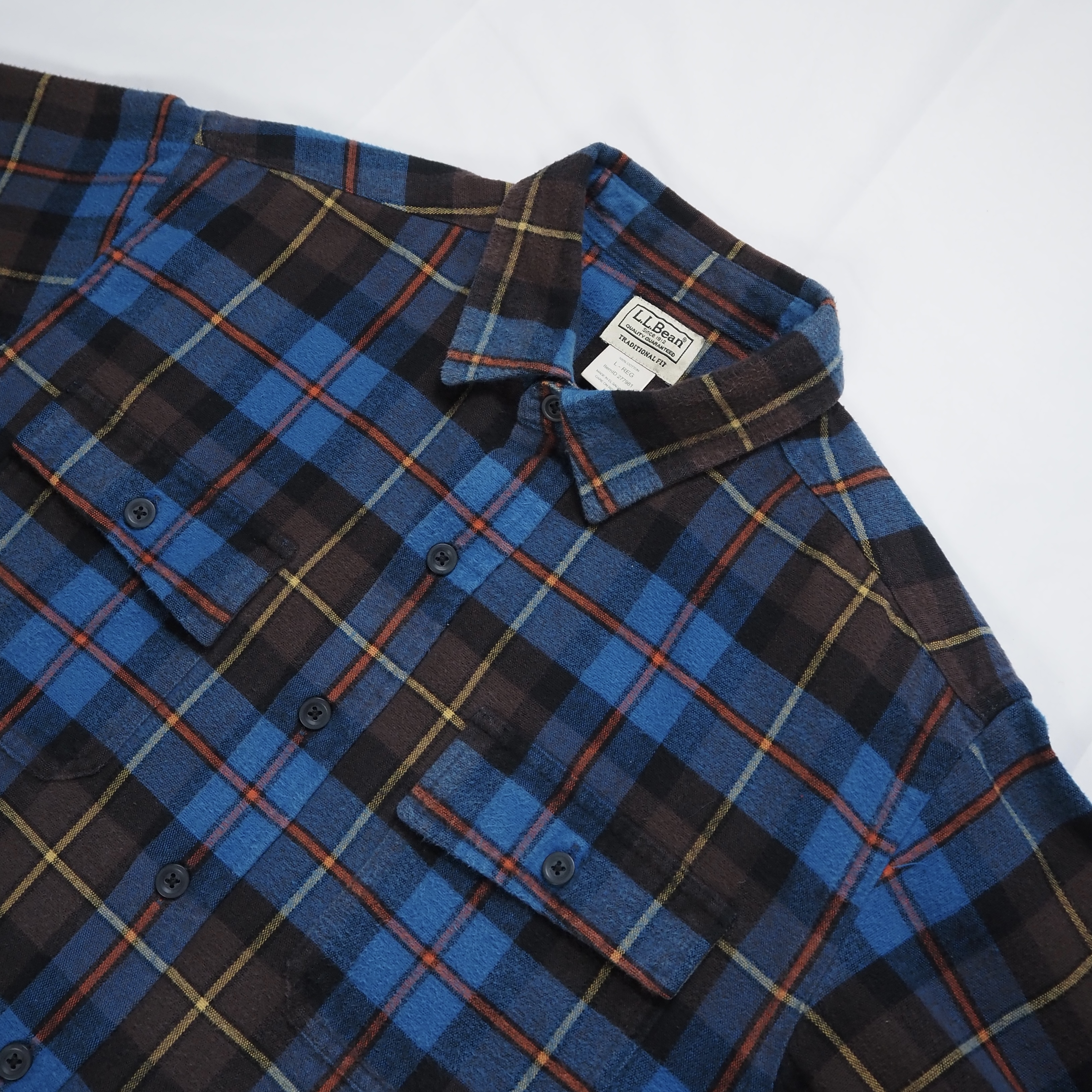 L.L. Bean ヘヴィフランネルシャツ ブルー Lサイズ の画像 8