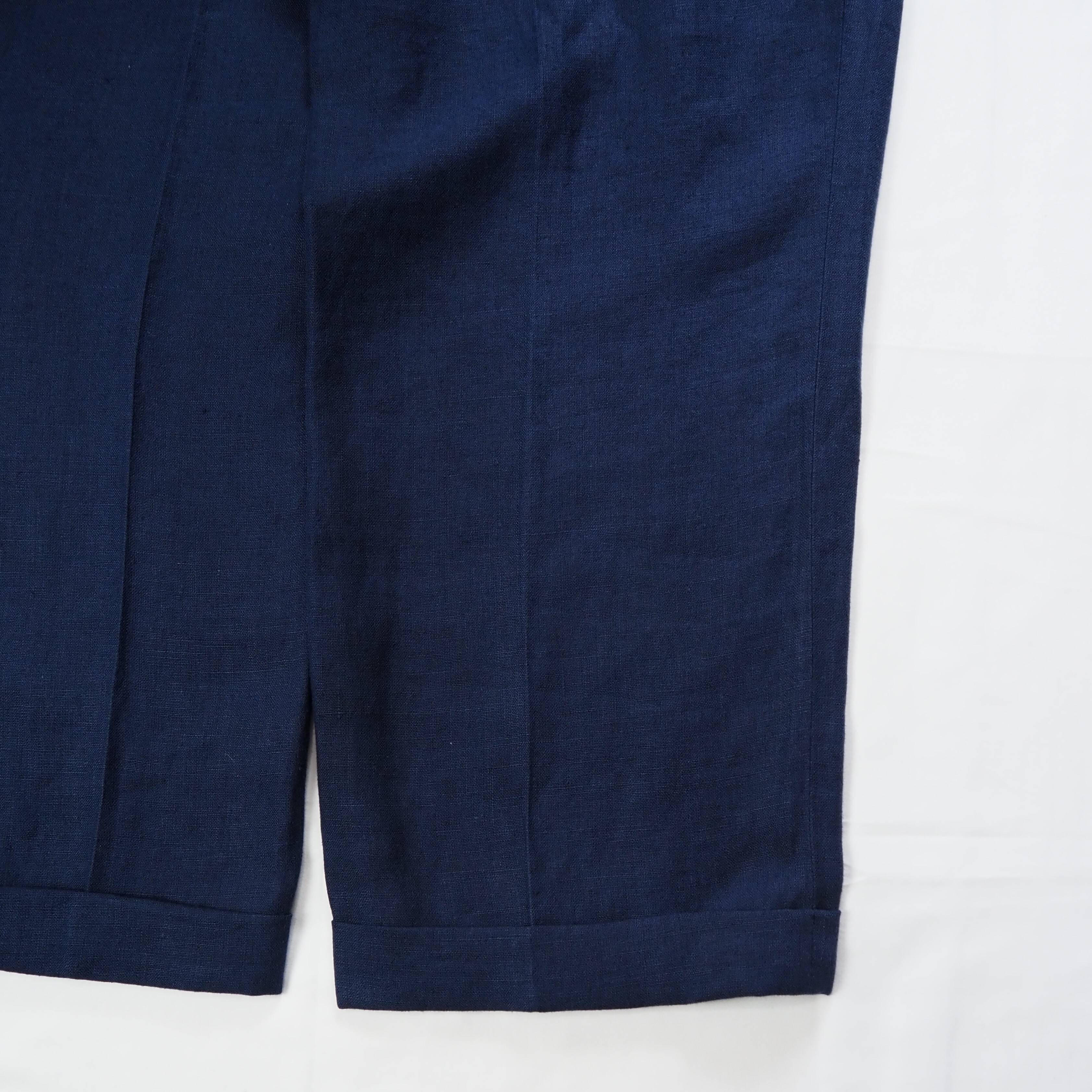 90's Ralph Lauren 100%リネンパンツ ネイビー 38×30 の画像 17