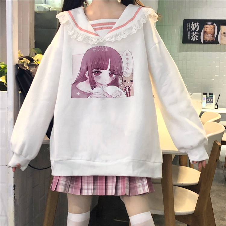 イラスト 漫画 ゆめかわ パーカー セーラー 個性的 原宿 ロゴ イラスト プリント 韓国ファッション 長袖 オルチャン バリエ豊富 578 Sweetly