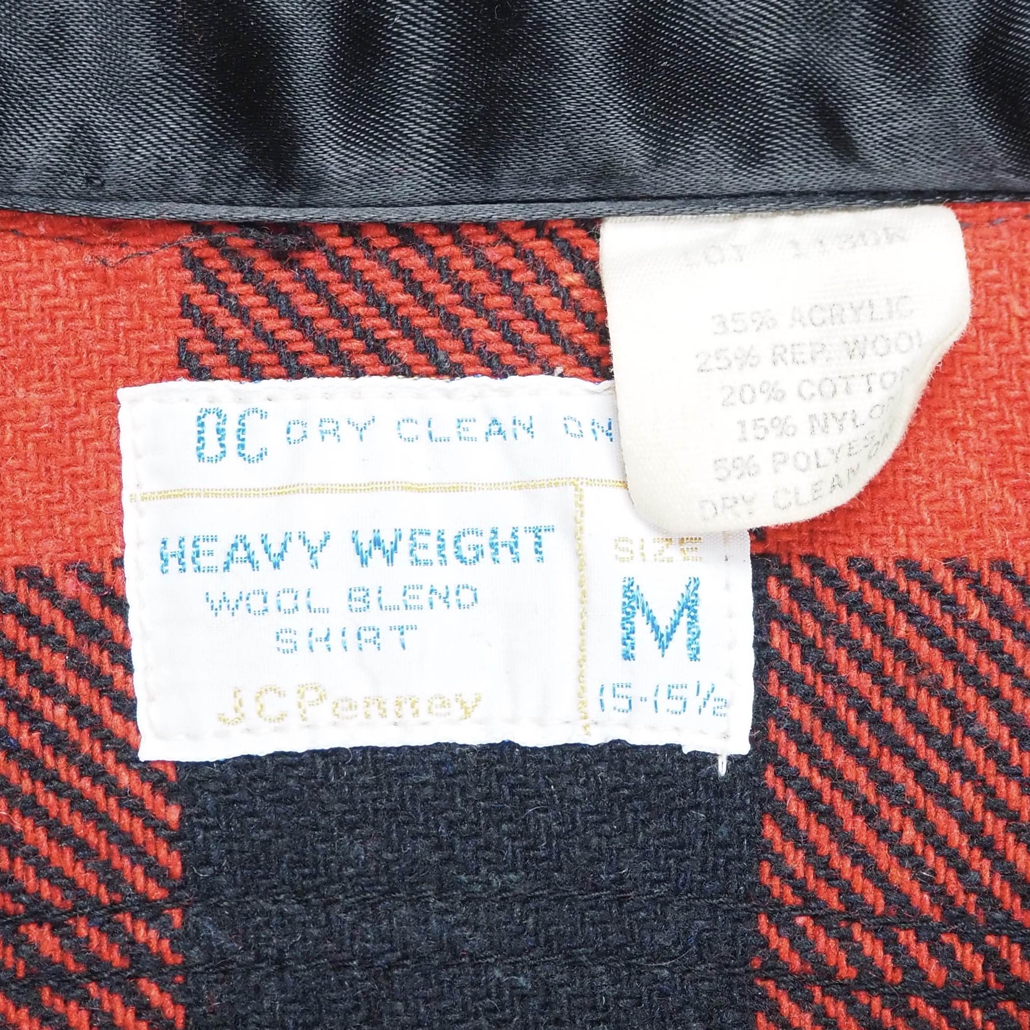 70’s J.C. Penny フランネルシャツ Mサイズ レッド×ブラック ブロックチェック Mサイズ マチ付き オンライン限定商品 の画像 7