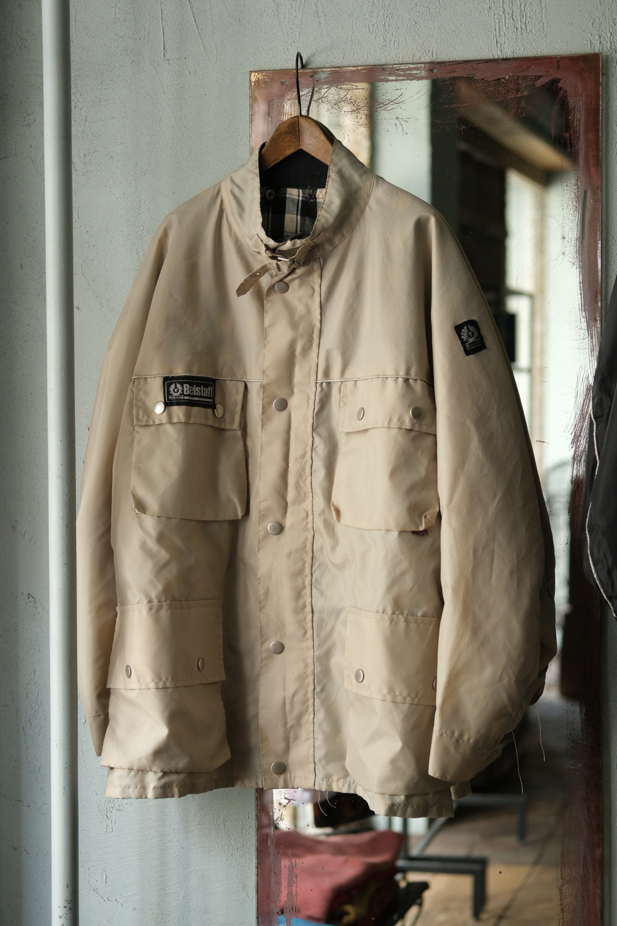 Utah/"Belstaff" nylon motorcycle jacket/beige