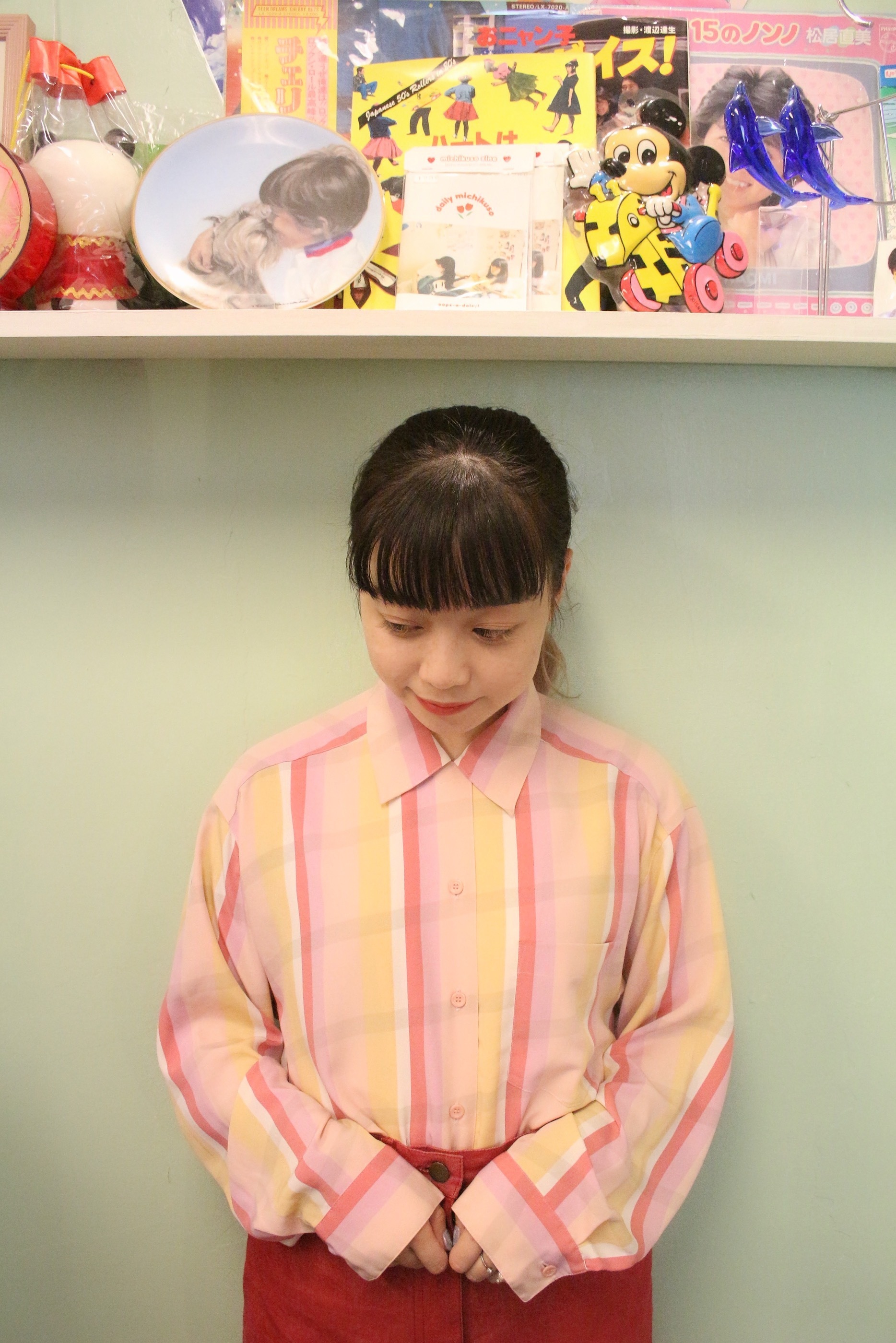 ピンクチェックシャツ Kimochiosaka ピンクチェックシャツ Kimochiosaka