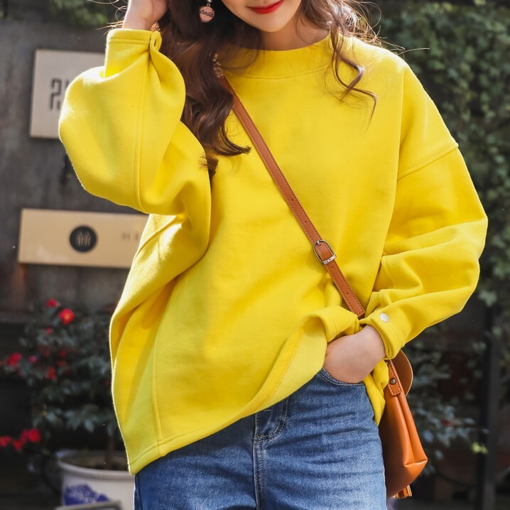 秋新作 トレーナー レディース かわいい 韓国トレーナー レディース スウェットトレーナー レディース カットソー 長袖 韓国ファッション レディース トップス ワンサイズ イエロー グリーン シンプル カジュアル ゆったり きれいめ ガーリー Viento