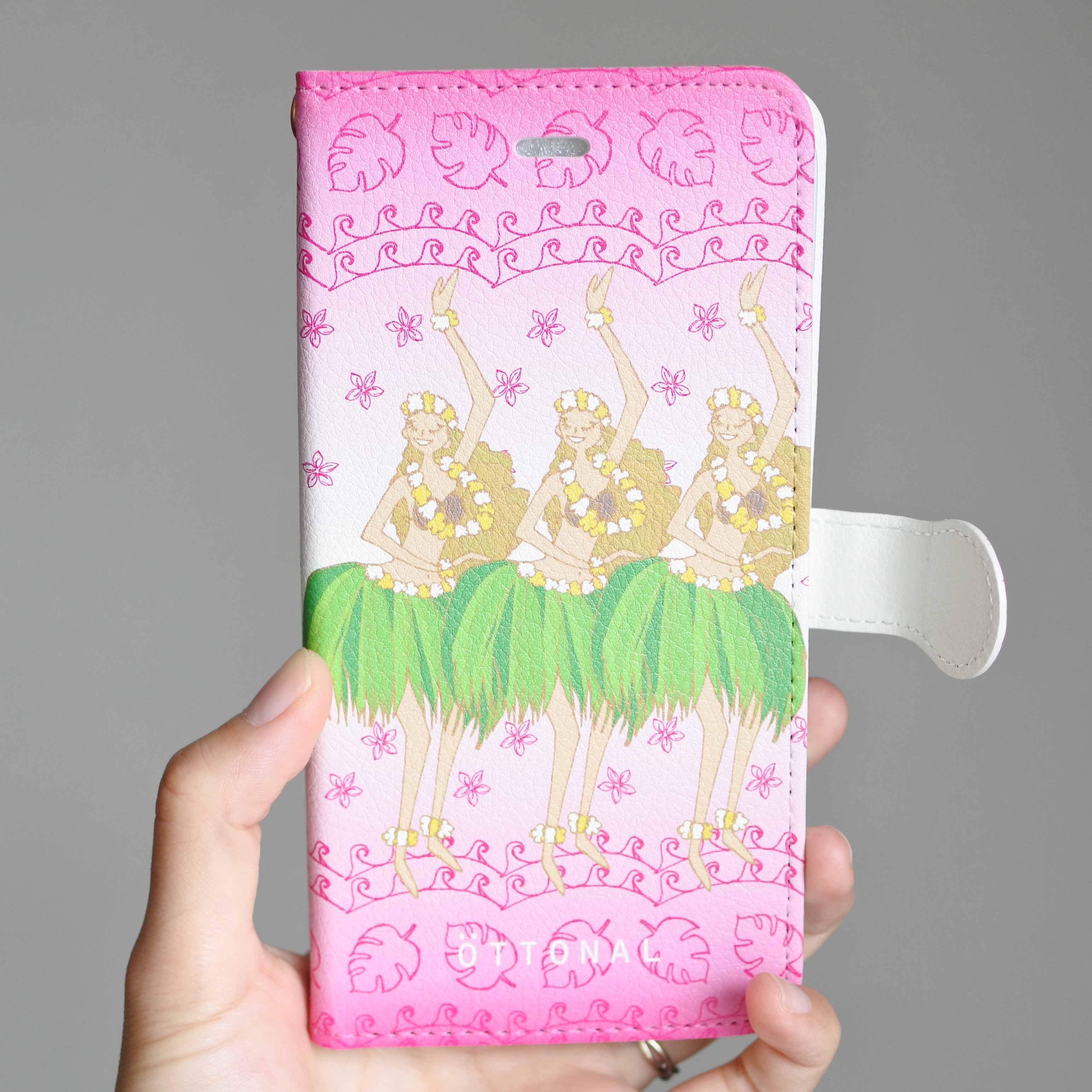 (iPhone)フラガールピンク 手帳型スマホケース - 画像1