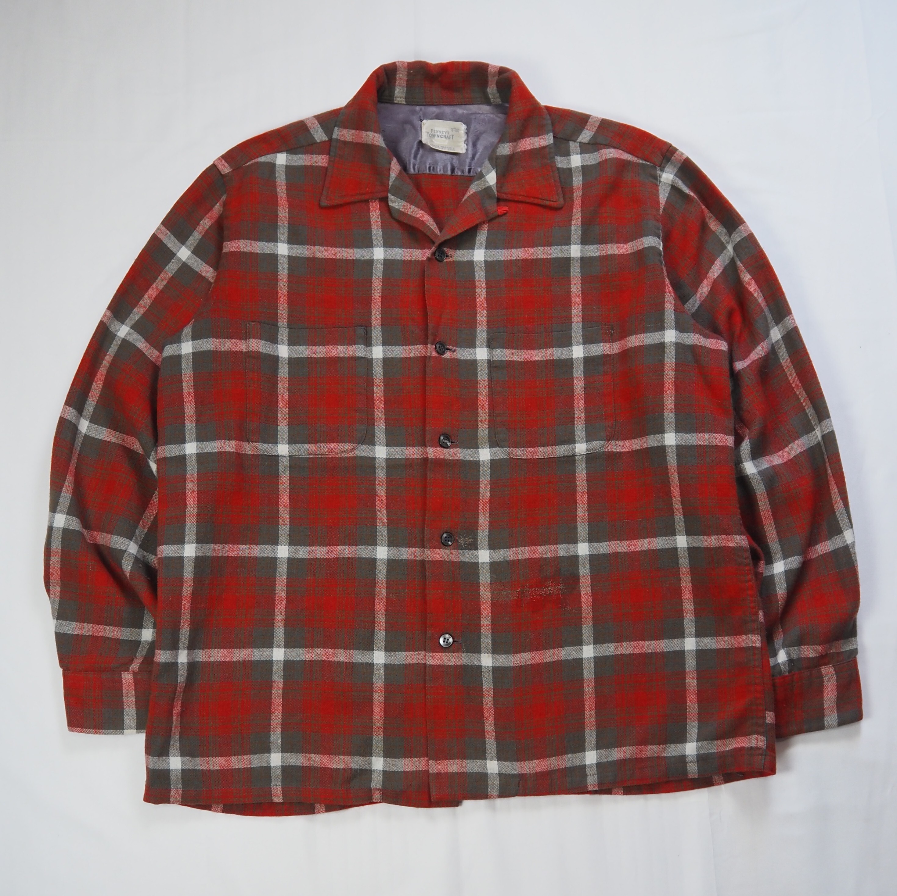 【9/23 20:00入荷】50's Towncraft ウールシャツ レッド×グレー
