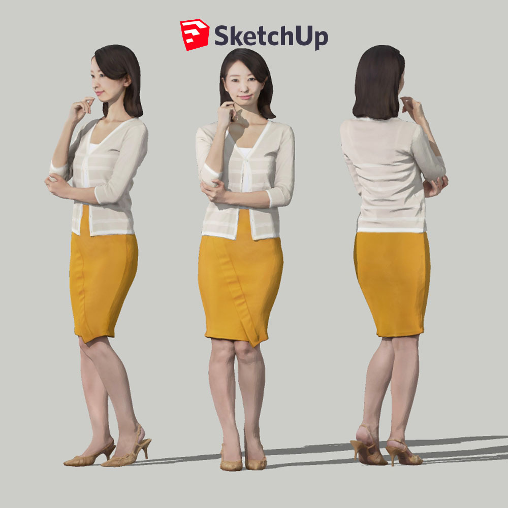 SketchUp素材 3D人物モデル ( Posed ) 097_Aya - 画像1