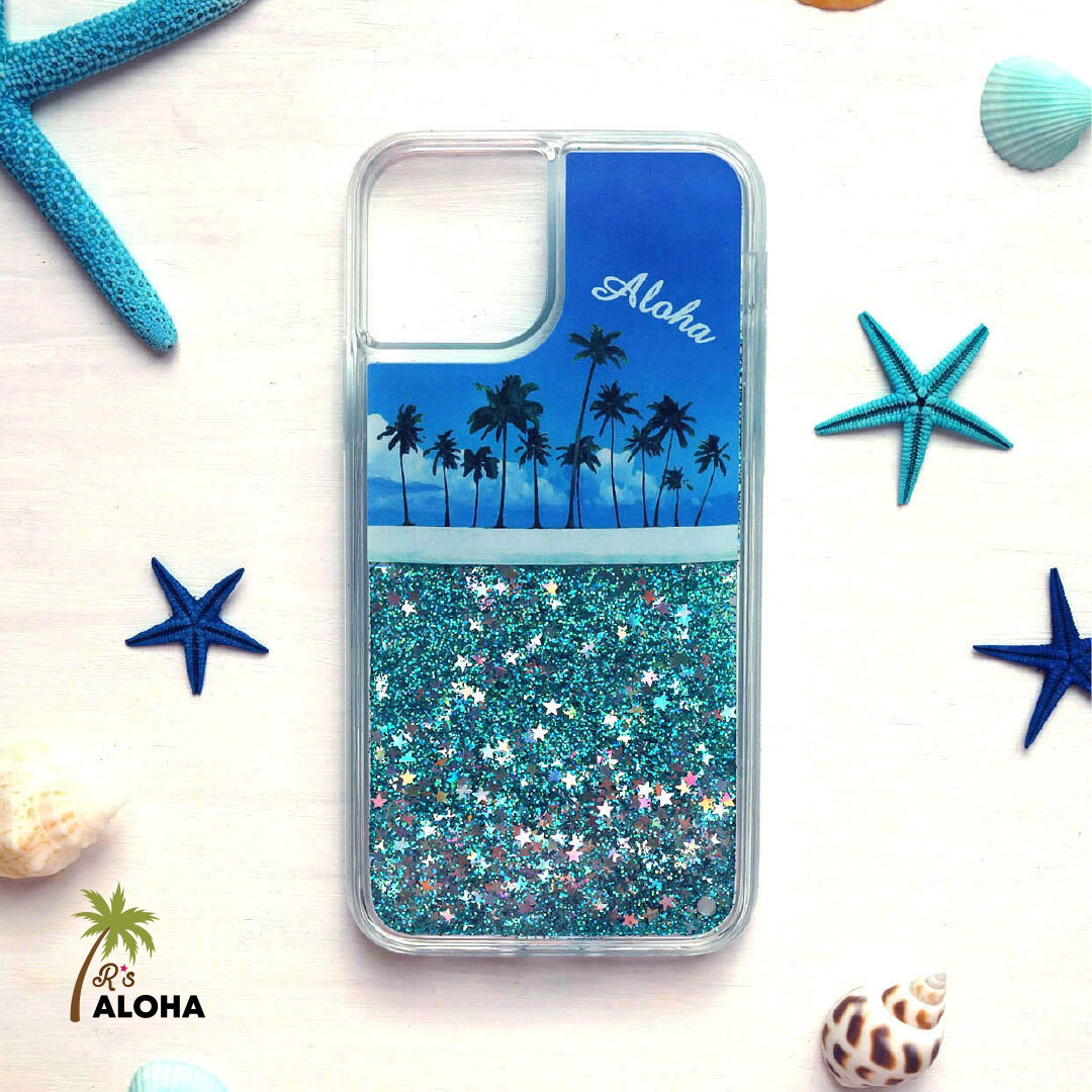 名入れ 海から見えるヤシの木柄 グリッターケース 受注生産 Iphoneケース R S Aloha ハワイアン 海を感じるスマホケースのお店 名入れ 海から見えるヤシの木柄 グリッターケース 受注生産 Iphoneケース R S Aloha ハワイアン 海を感じるスマホケースのお店