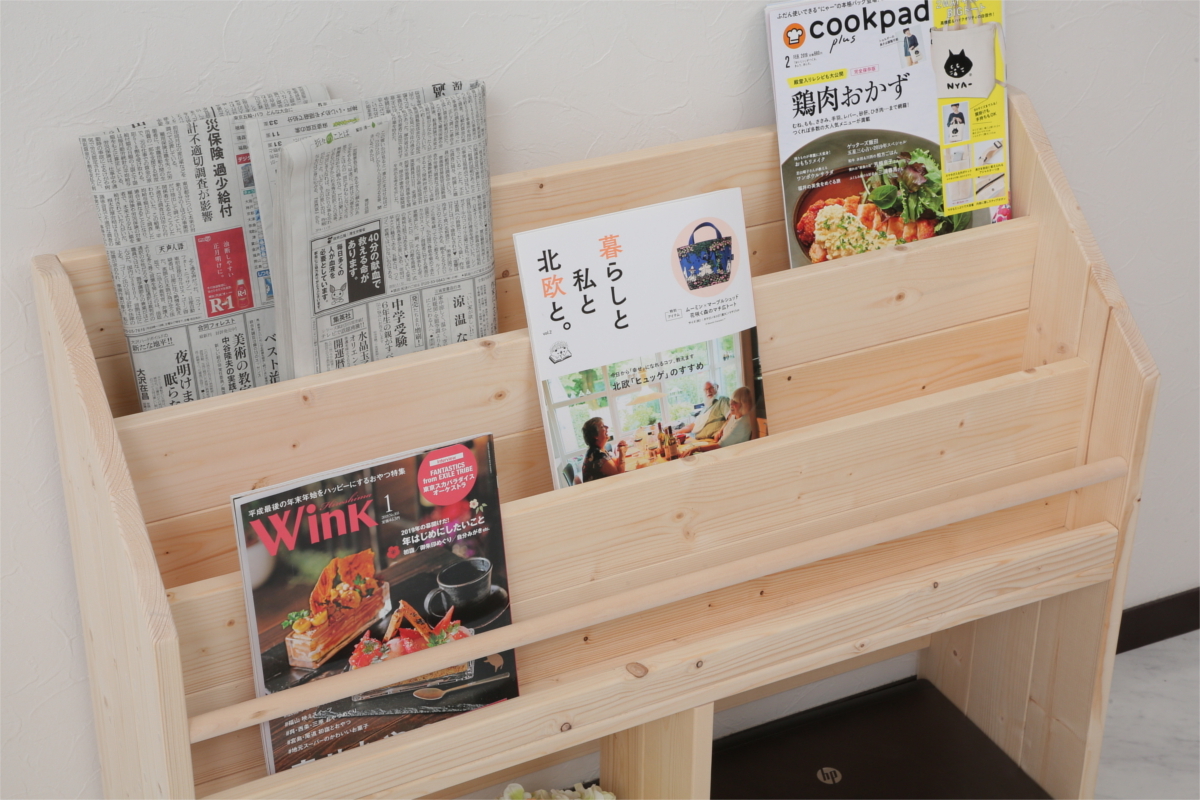絵本棚 W91cm LXT 木製 ハンドメイド 無塗装 無垢材 本棚 収納 お片づけ 安全 入園 収納ラック 子供 完成品 モンテッソーリ