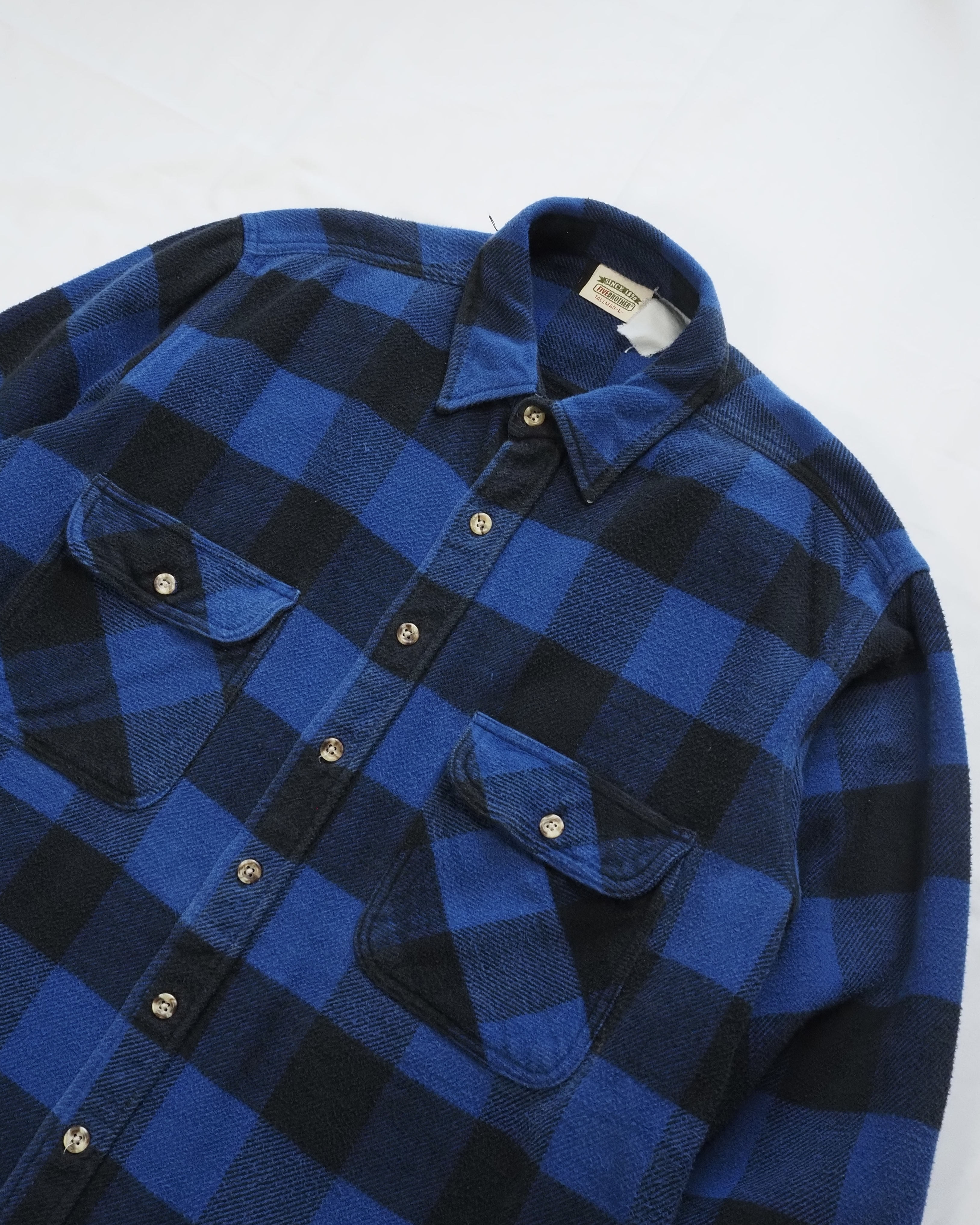 【VCM入荷】90’s Fivebrother ヘヴィネル ブルー×ブラック ブロックチェック の画像 2