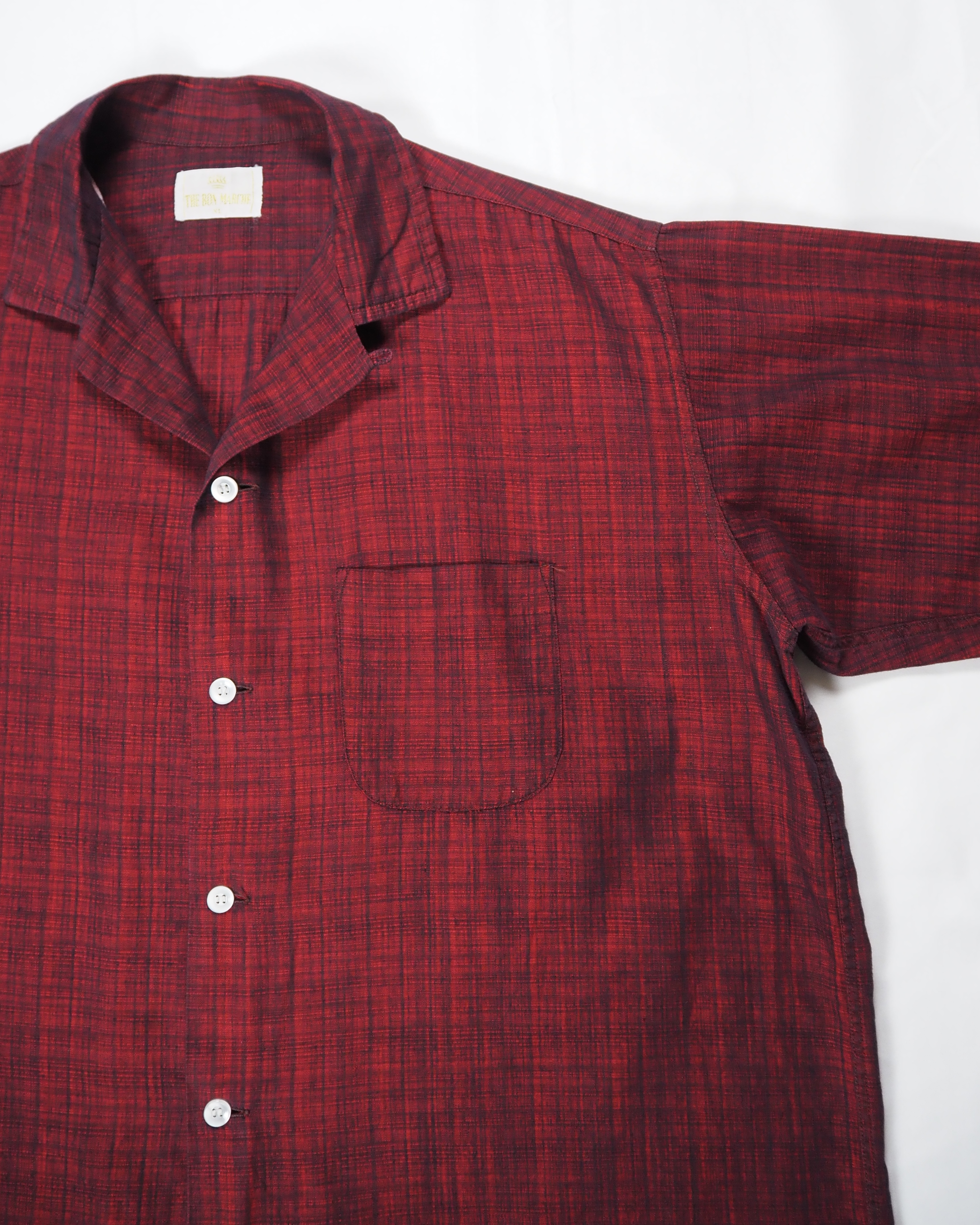50’s-60’s The Bon Marche コットンシャツ XLサイズ レッド×ブラック の画像 7