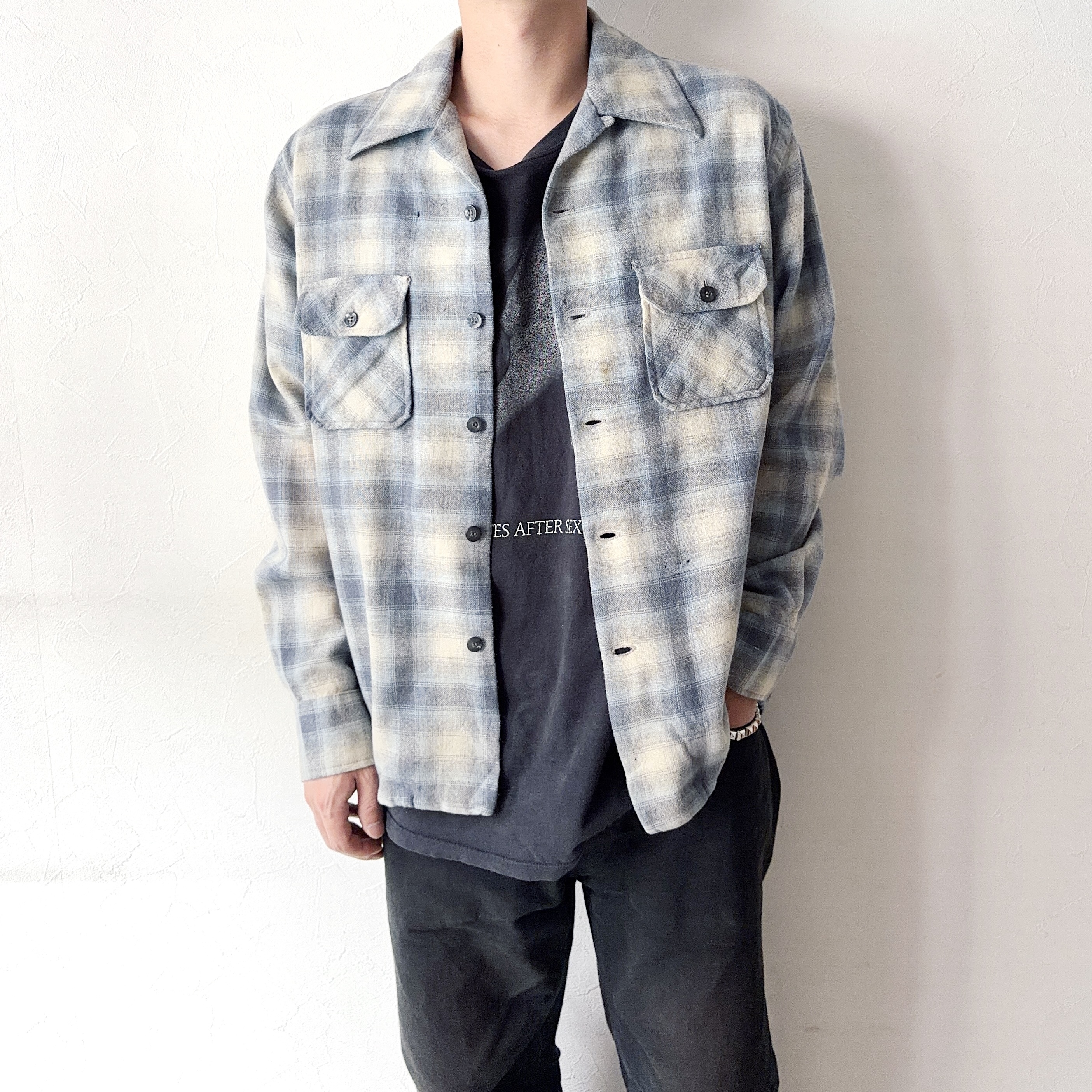 Vintage 70's【MERVYN'S】Grunge Wool Check Shirt の画像 3