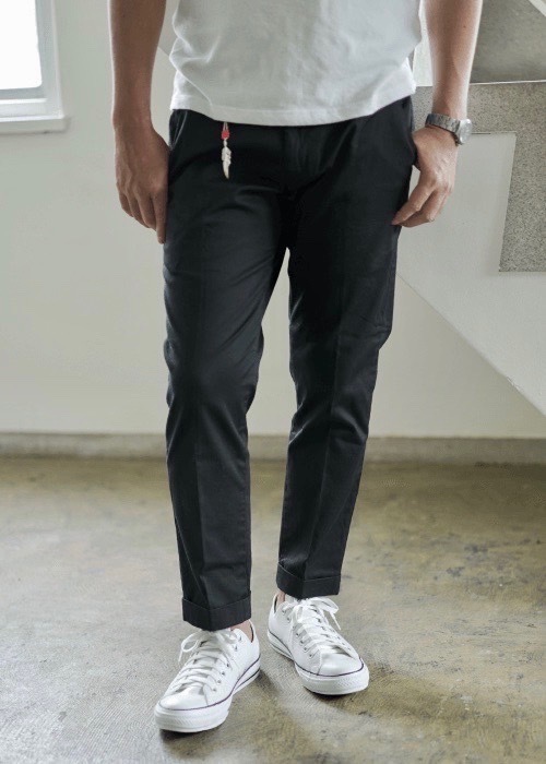 Men S Cm002 65 ストレッチピケトラウザーズ 黒パンツ 日本製