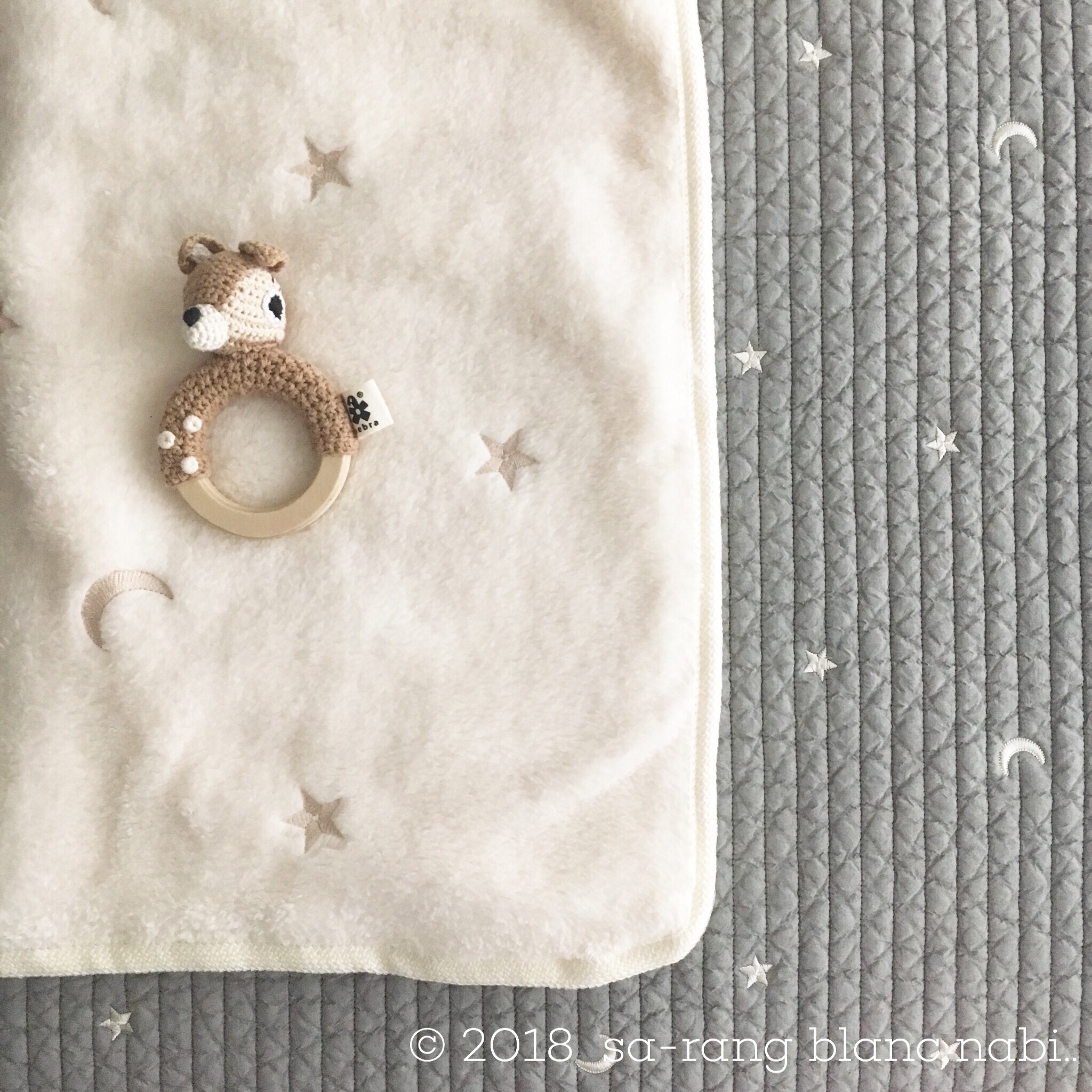 星と月の刺繍 プレミアムベビーイブル 100 150cm 全2色 韓国ベビーアイテム インテリア Sa Rang Blanc Nabi