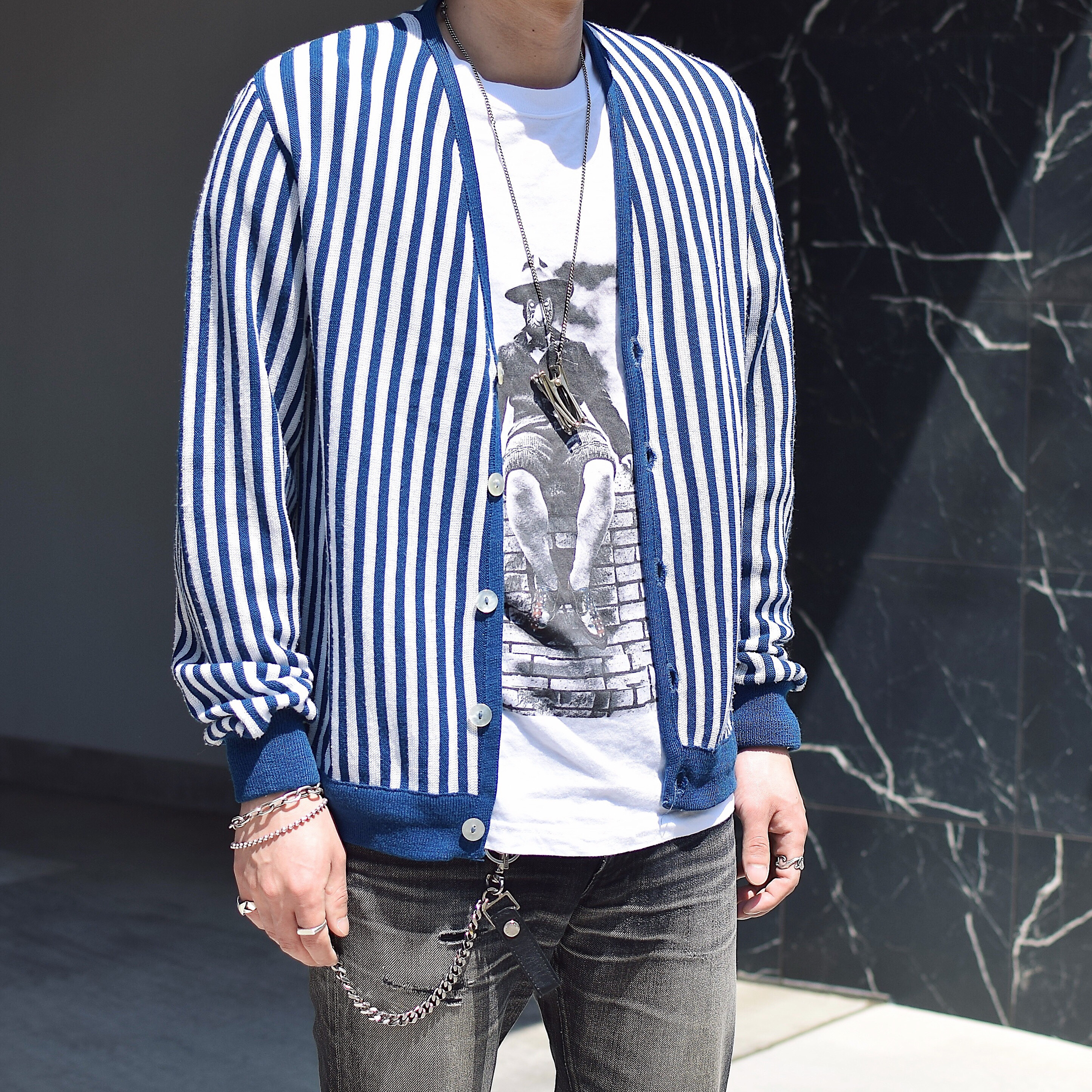 Vintage 60〜70's Striped Knit Cardigan の画像 4