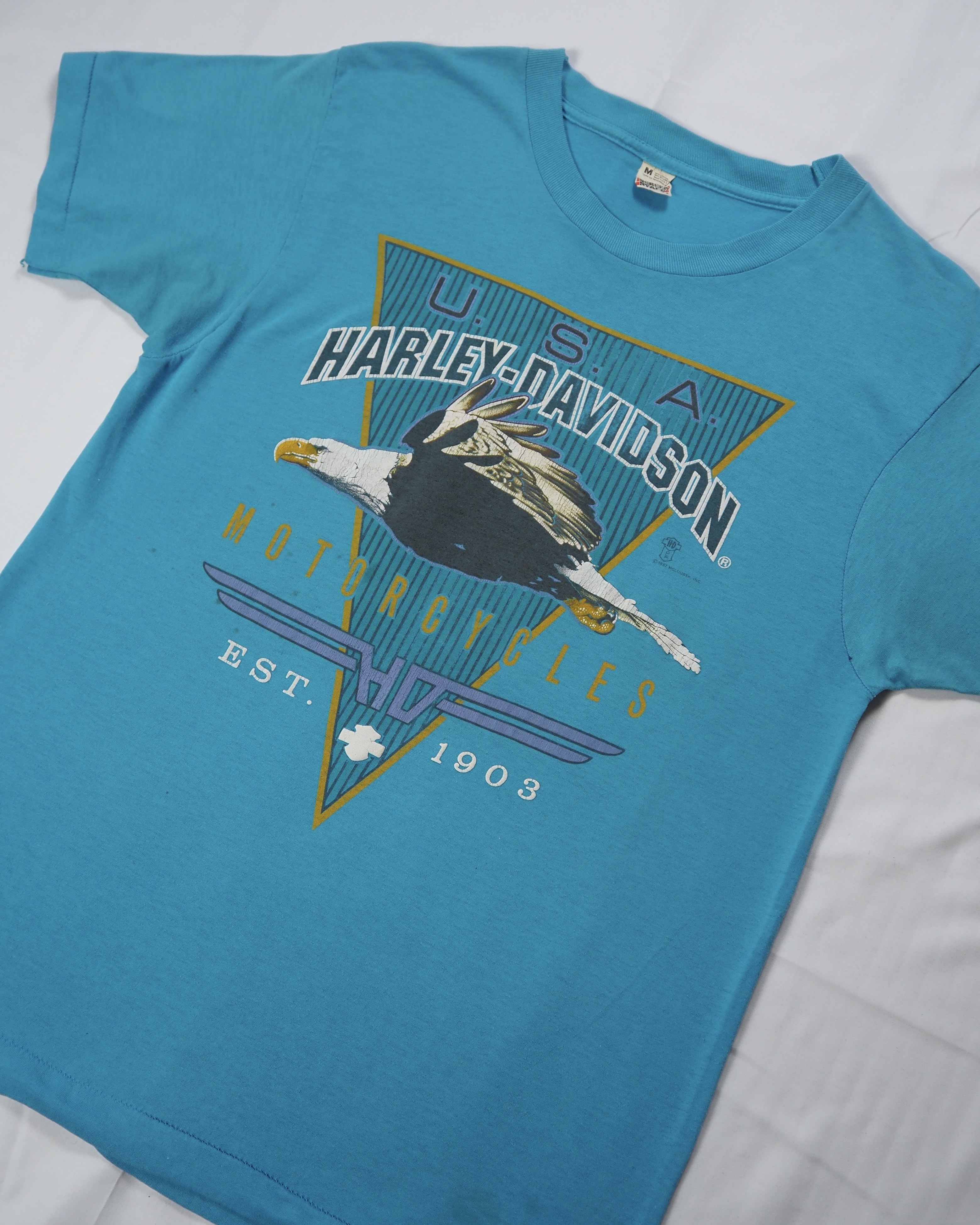 80’s Harley Davidson Tシャツ 水色 Mサイズ の画像 2