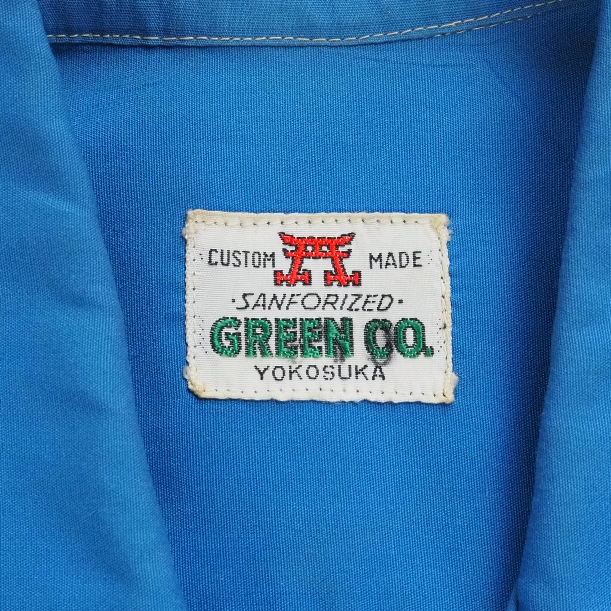 60's ボーリングシャツ ブルー×イエロー Mサイズ程度 グッドコンディション の画像 7