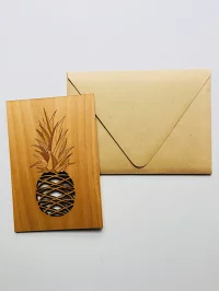 パイナップル 木製 メッセージカード 海外 感謝 おしゃれ かっこいい 木 Puahawaii