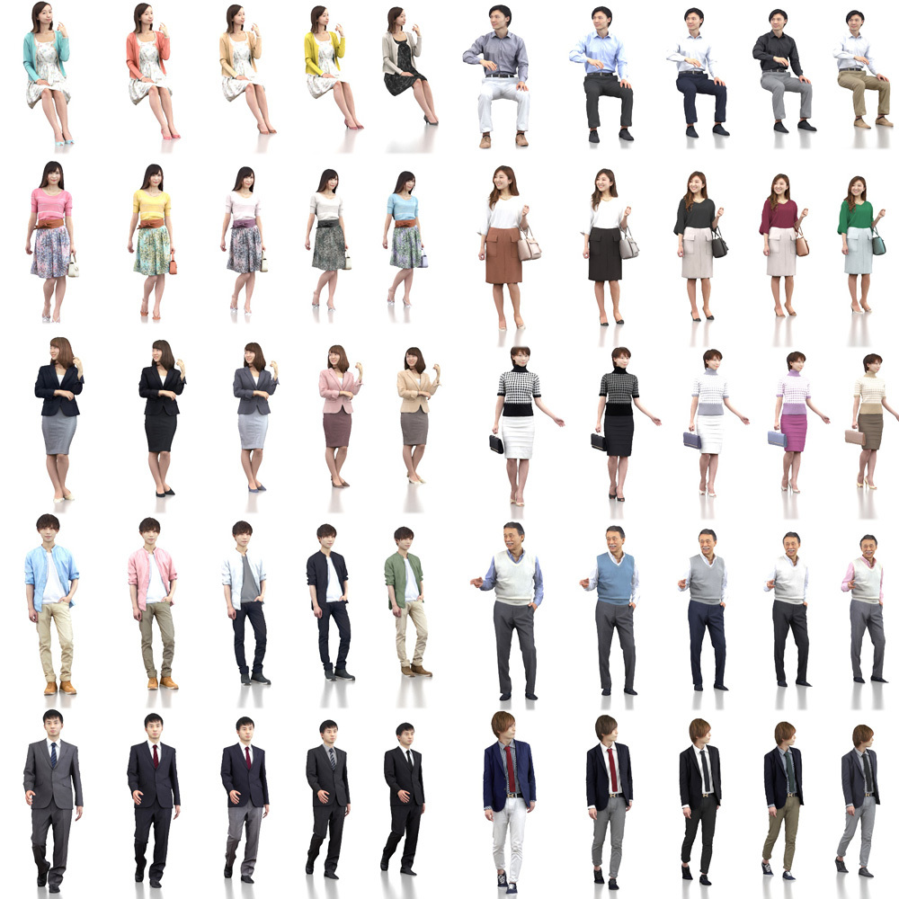 SketchUp素材 3D人物素材-ポーズド 10個セット 002_Posed-set - 画像3