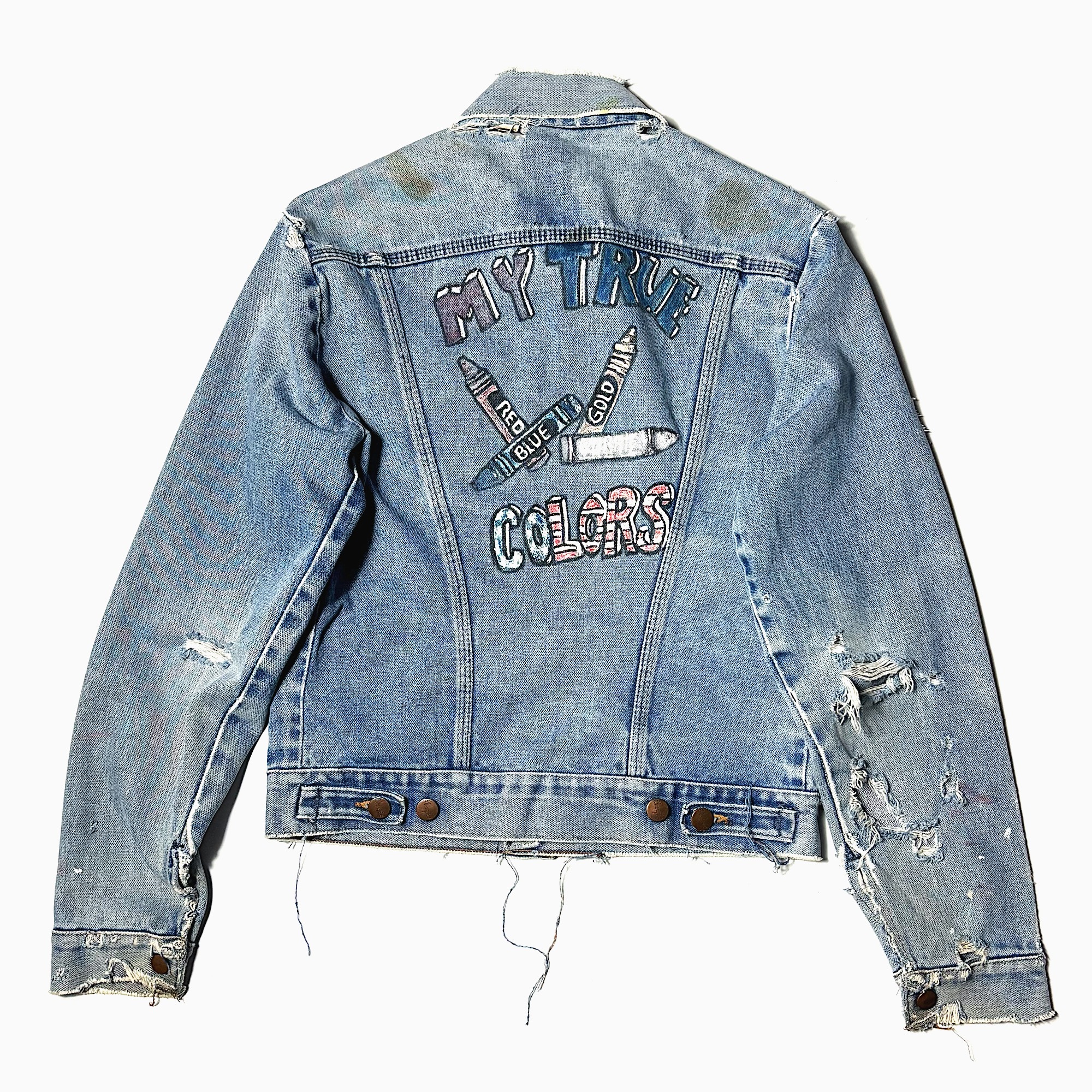 Vintage 80's【Wrangler】74126NV Grunge Painted Denim Jacket