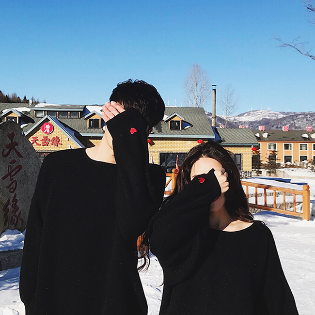 カップル ペアルック リンクコーデ ワンポイント ハート ワンピース 0315 夫婦 親子 カップルのリンクコーデ専門店 Pair Cele ペアセレ