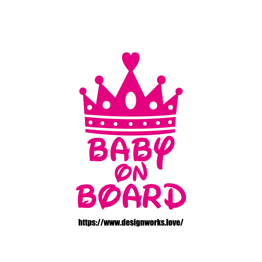 全10色 Baby On Board ティアラ 王冠 ステッカー Designworks