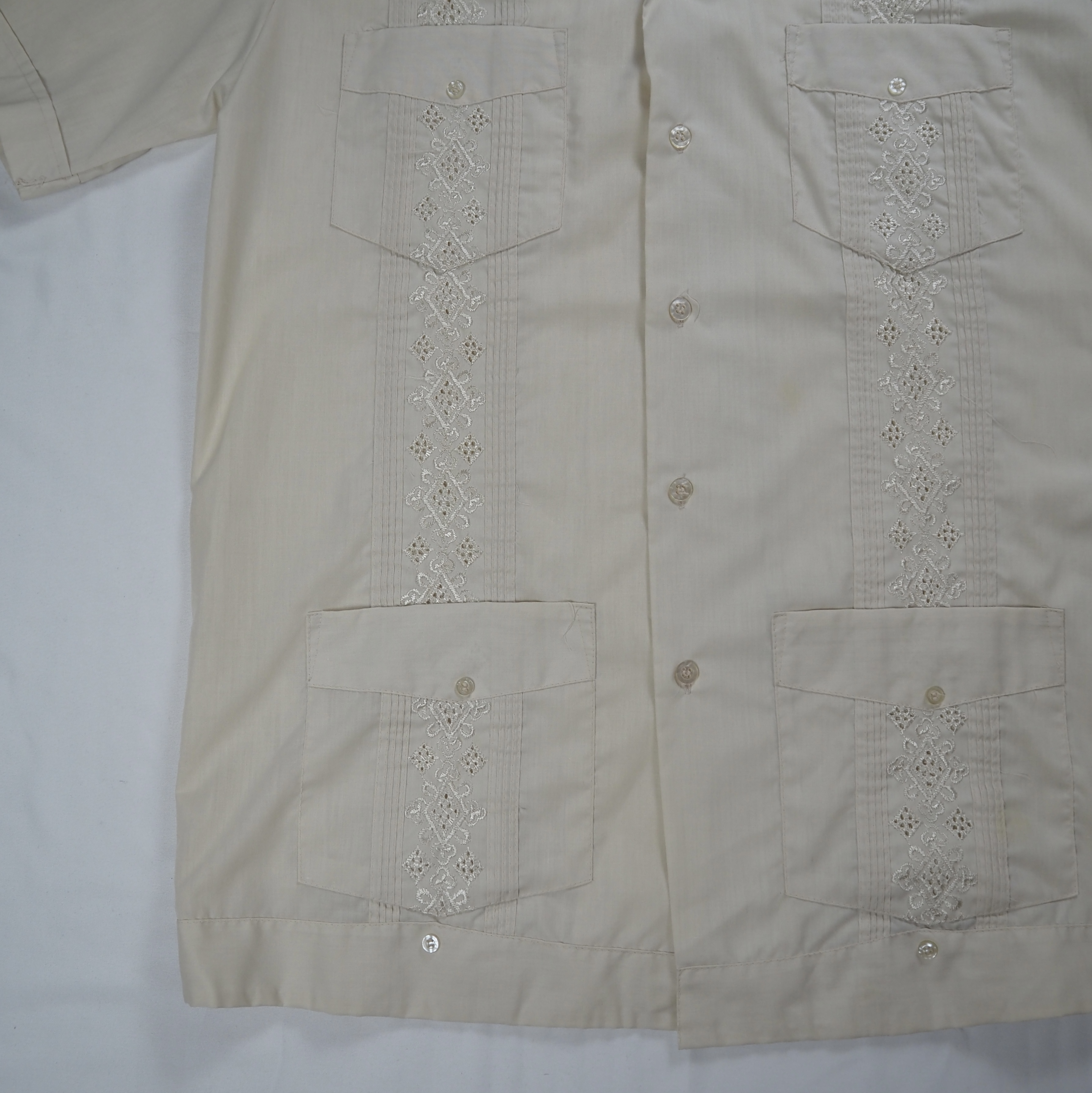 80’s-90’s Guayabera キューバシャツ Sサイズ ベージュ の画像 9