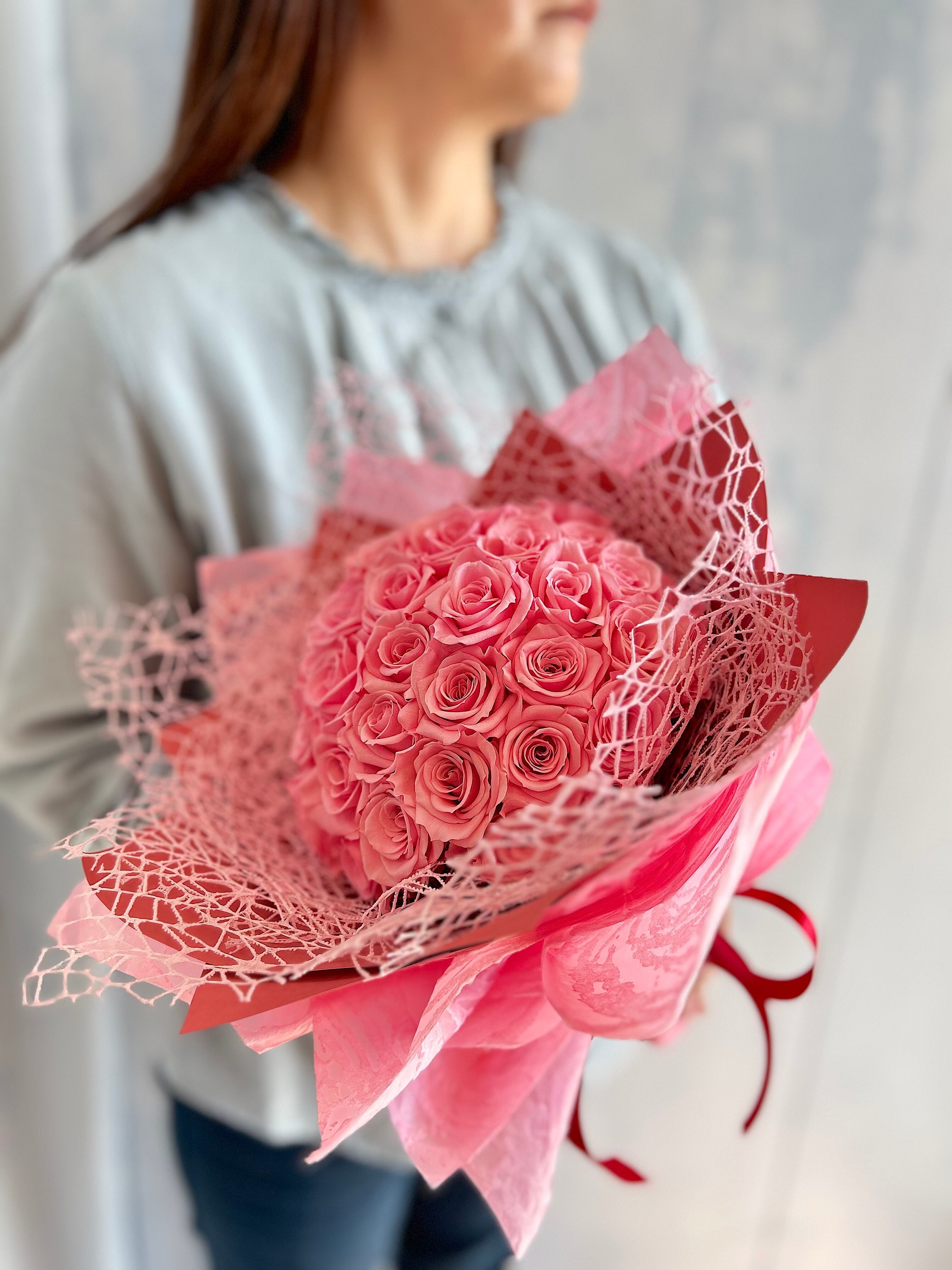 プロポーズ　ピンクのばら40本・花束（プリザーブドフラワー長期保存）（宅配便可）